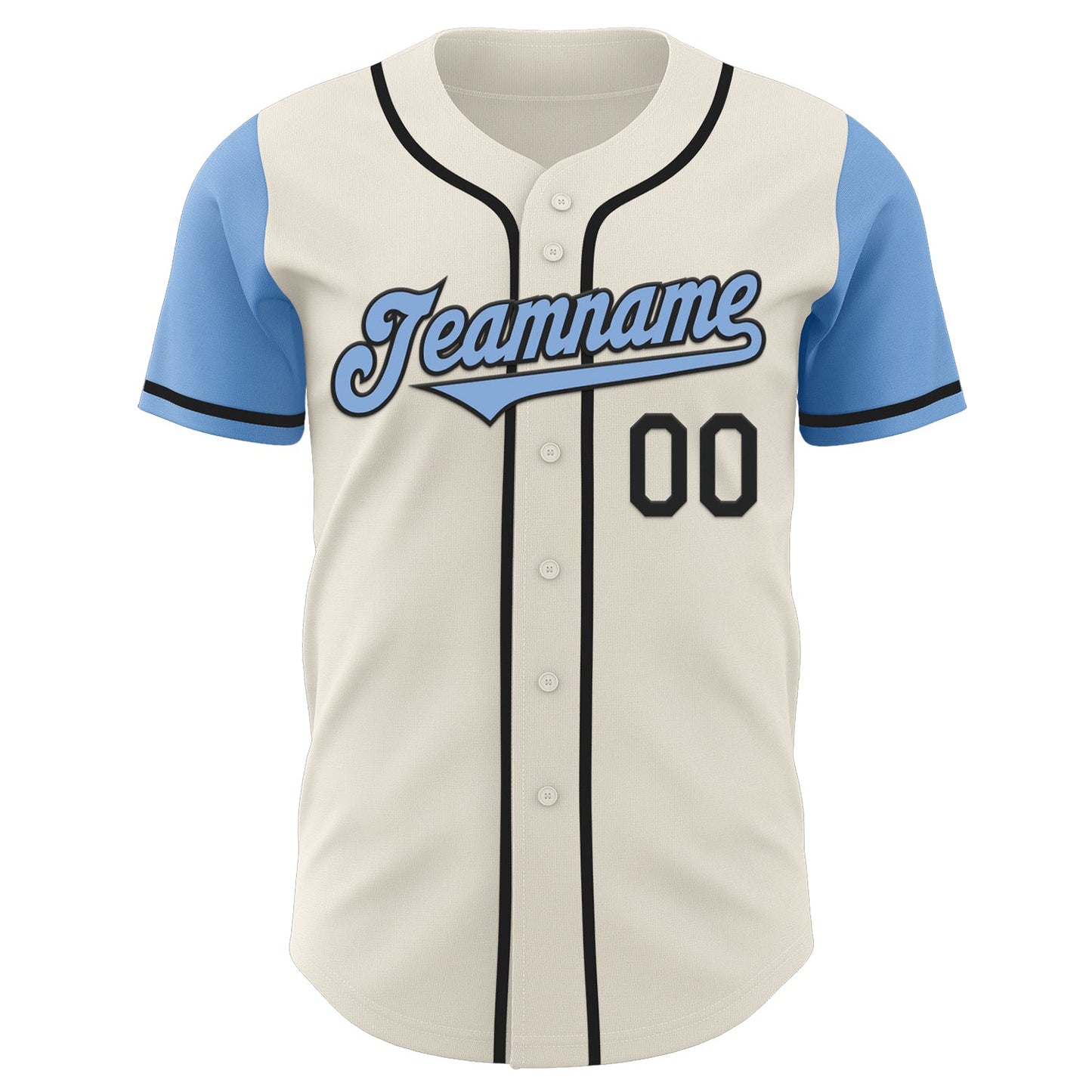 Custom Cream Light Blue-Black Authentic Two Tone Baseball Jersey view 2