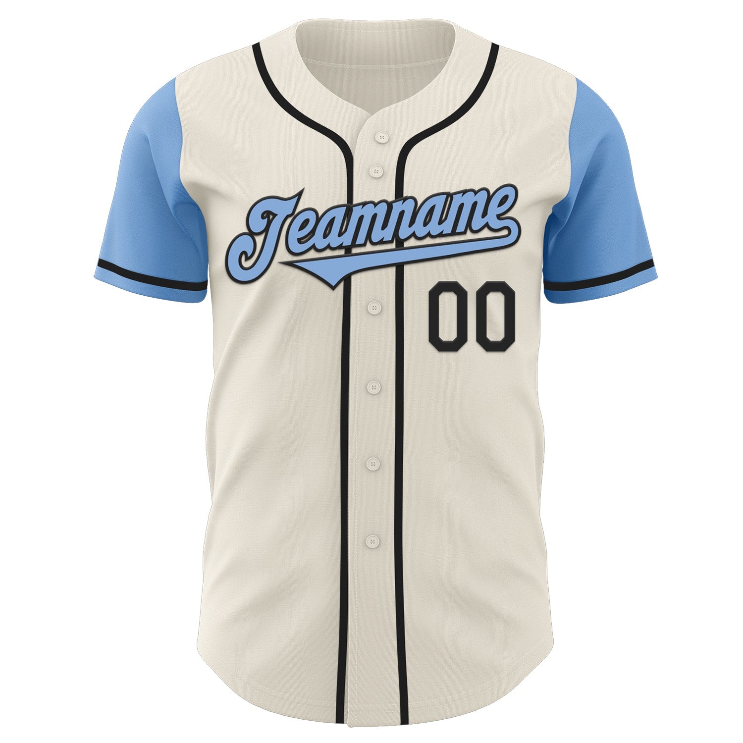 Custom Cream Light Blue-Black Authentic Two Tone Baseball Jersey view 2