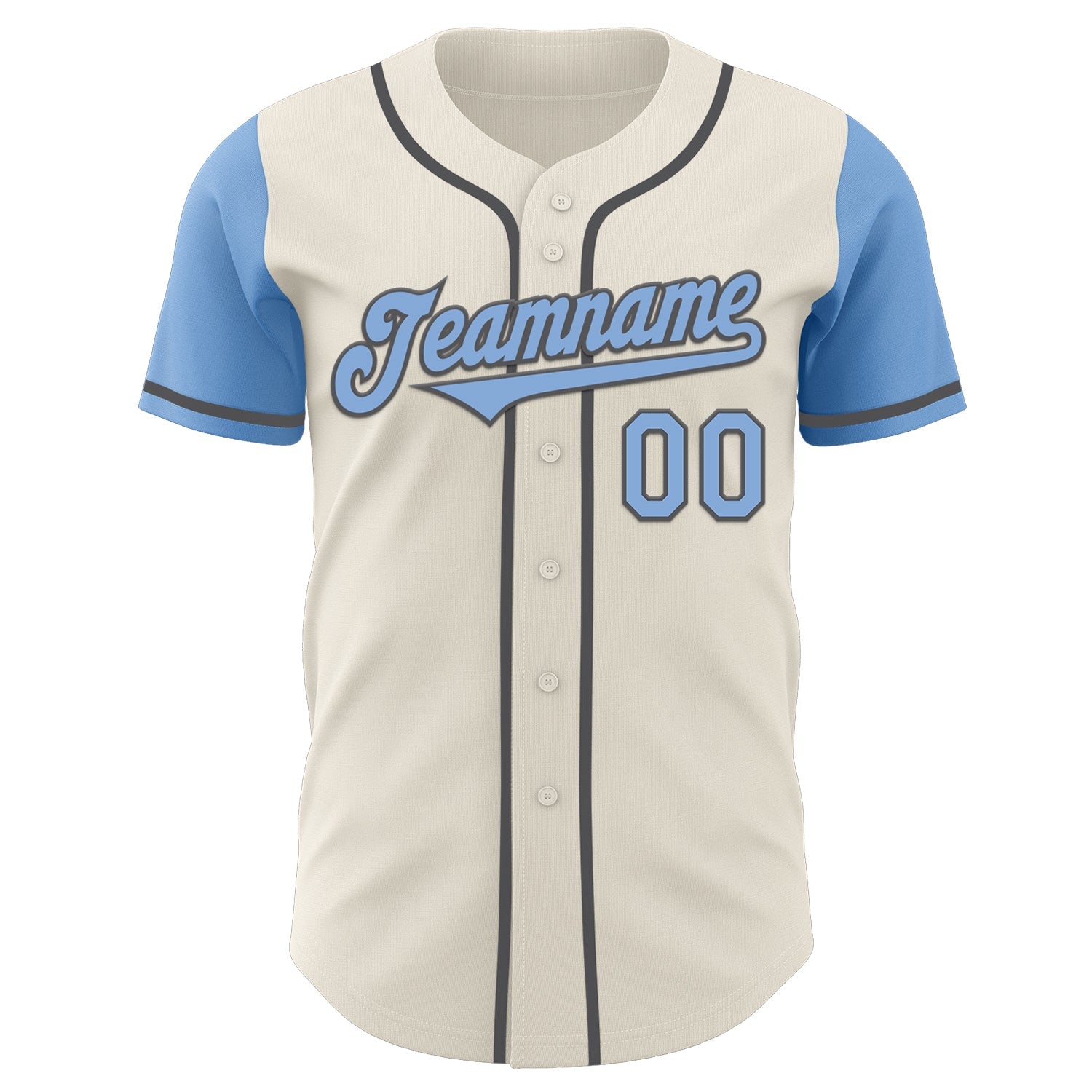 Custom Cream Light Blue-Steel Gray Authentic Two Tone Baseball Jersey view 2