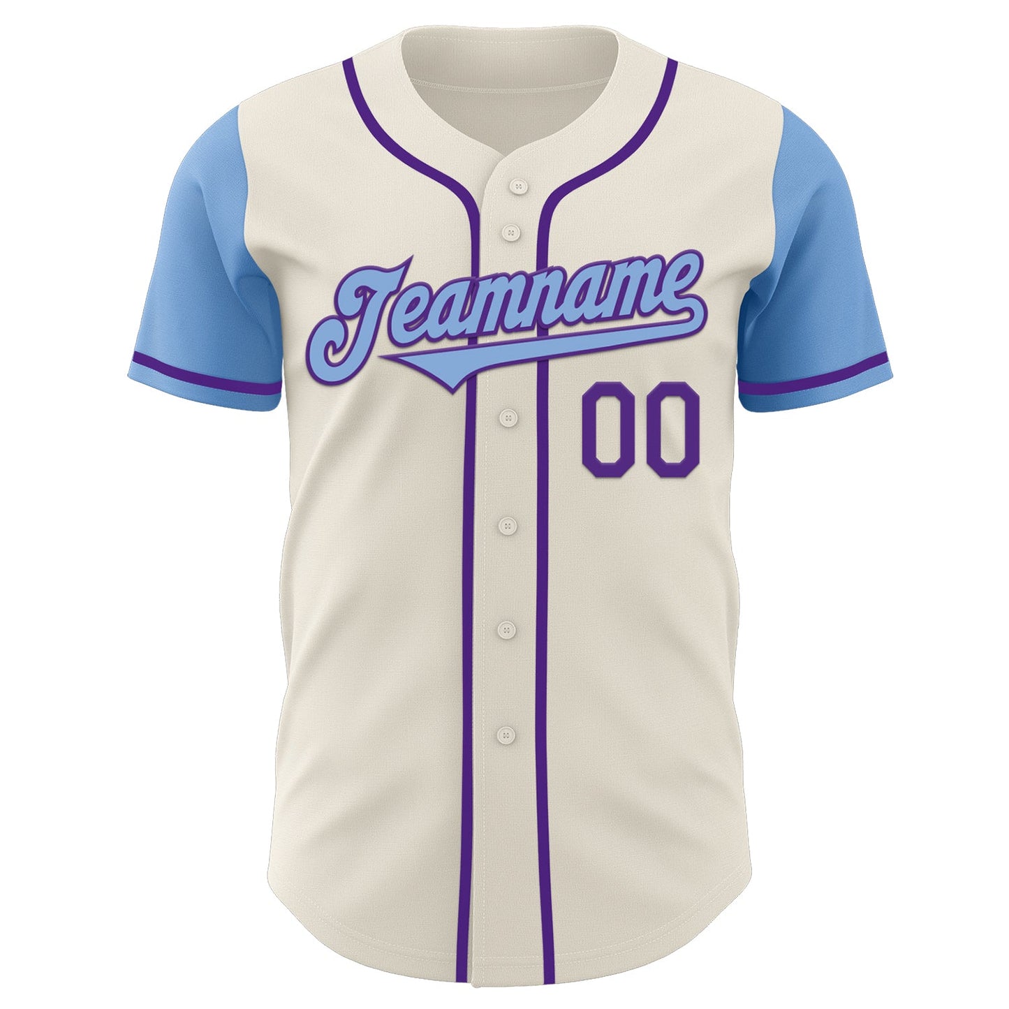Custom Cream Light Blue-Purple Authentic Two Tone Baseball Jersey view 2