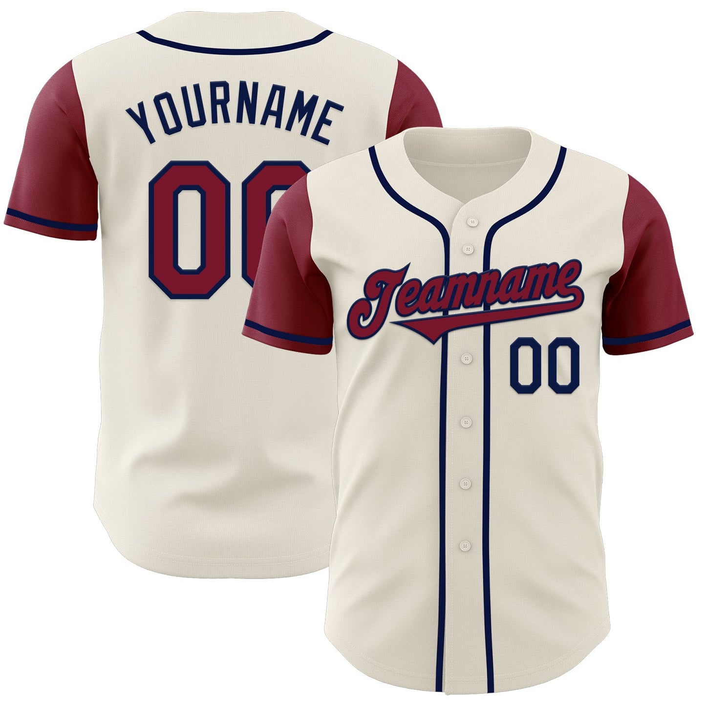 Custom Cream Crimson-Navy Authentic Two Tone Baseball Jersey - Main View