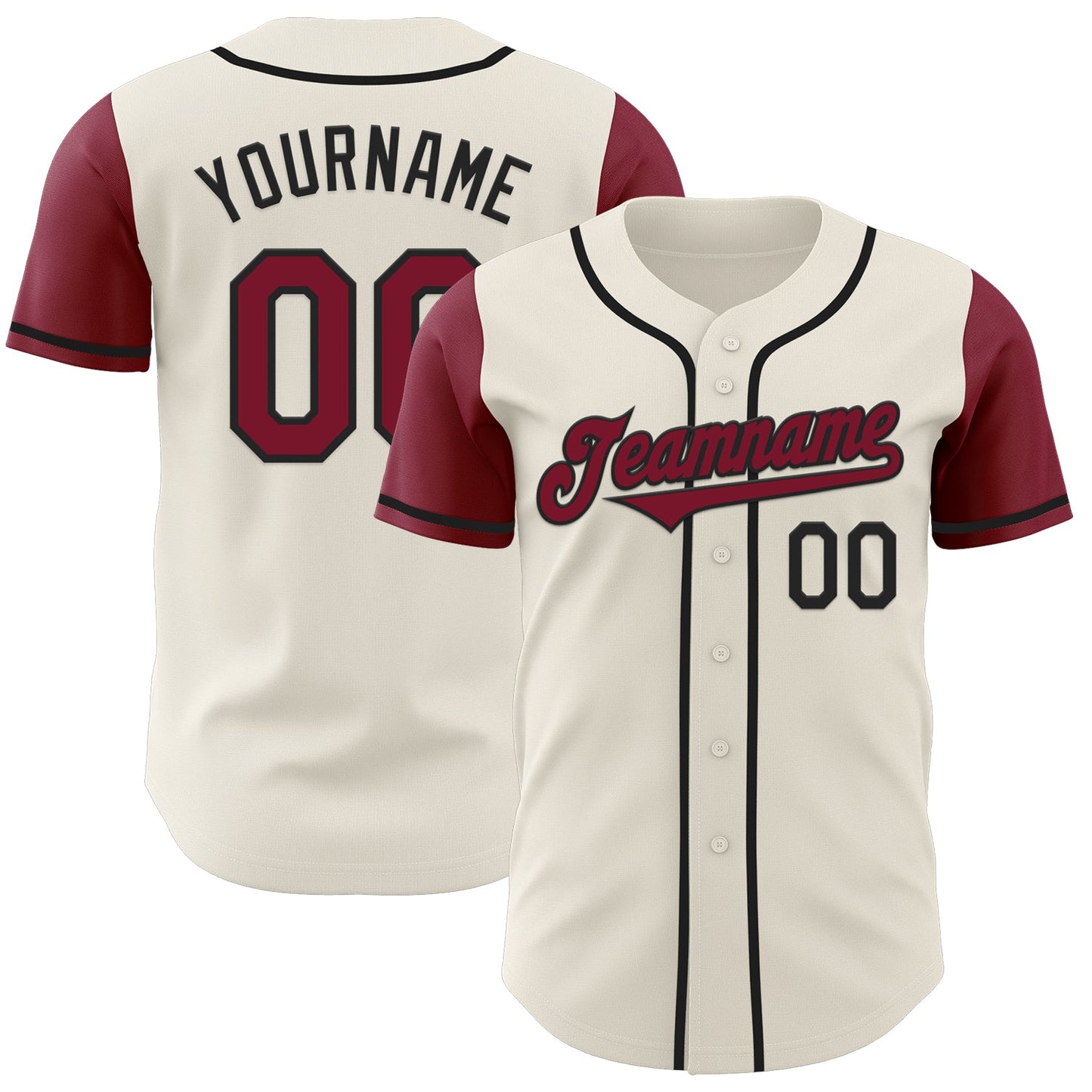 Custom Cream Crimson-Black Authentic Two Tone Baseball Jersey - Main View