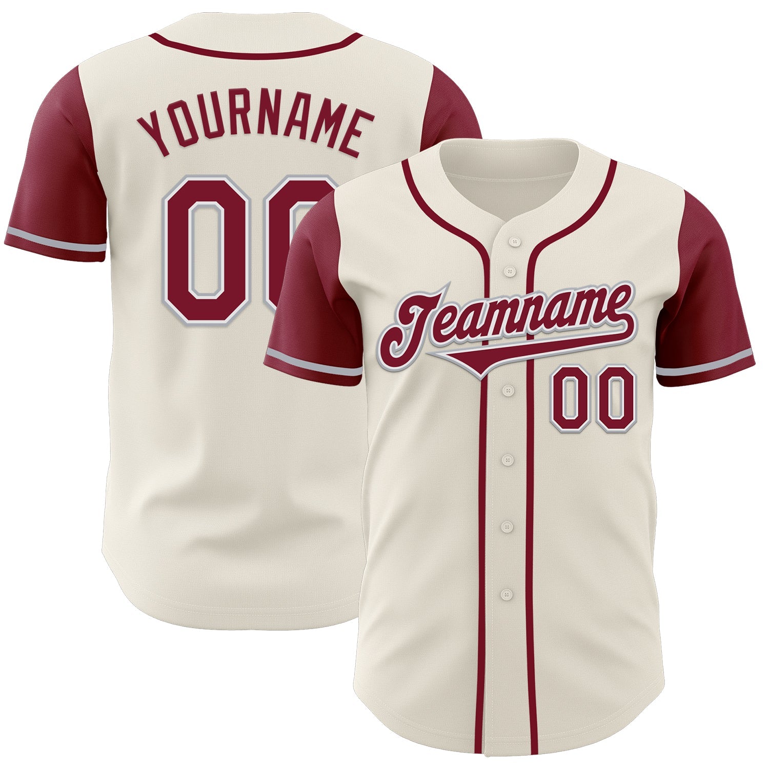 Custom Cream Crimson White-Gray Authentic Two Tone Baseball Jersey - Main View