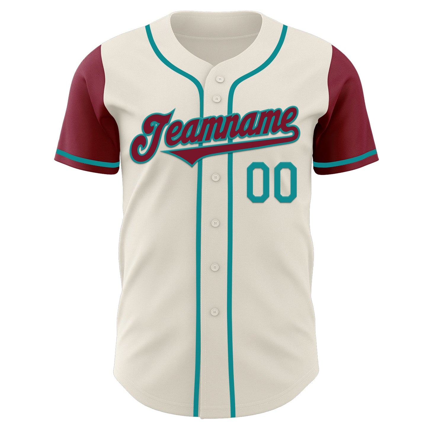 Custom Cream Crimson-Teal Authentic Two Tone Baseball Jersey view 2
