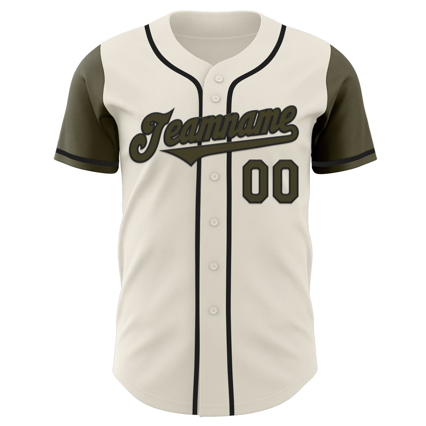 Custom Cream Olive-Black Authentic Two Tone Baseball Jersey view 2