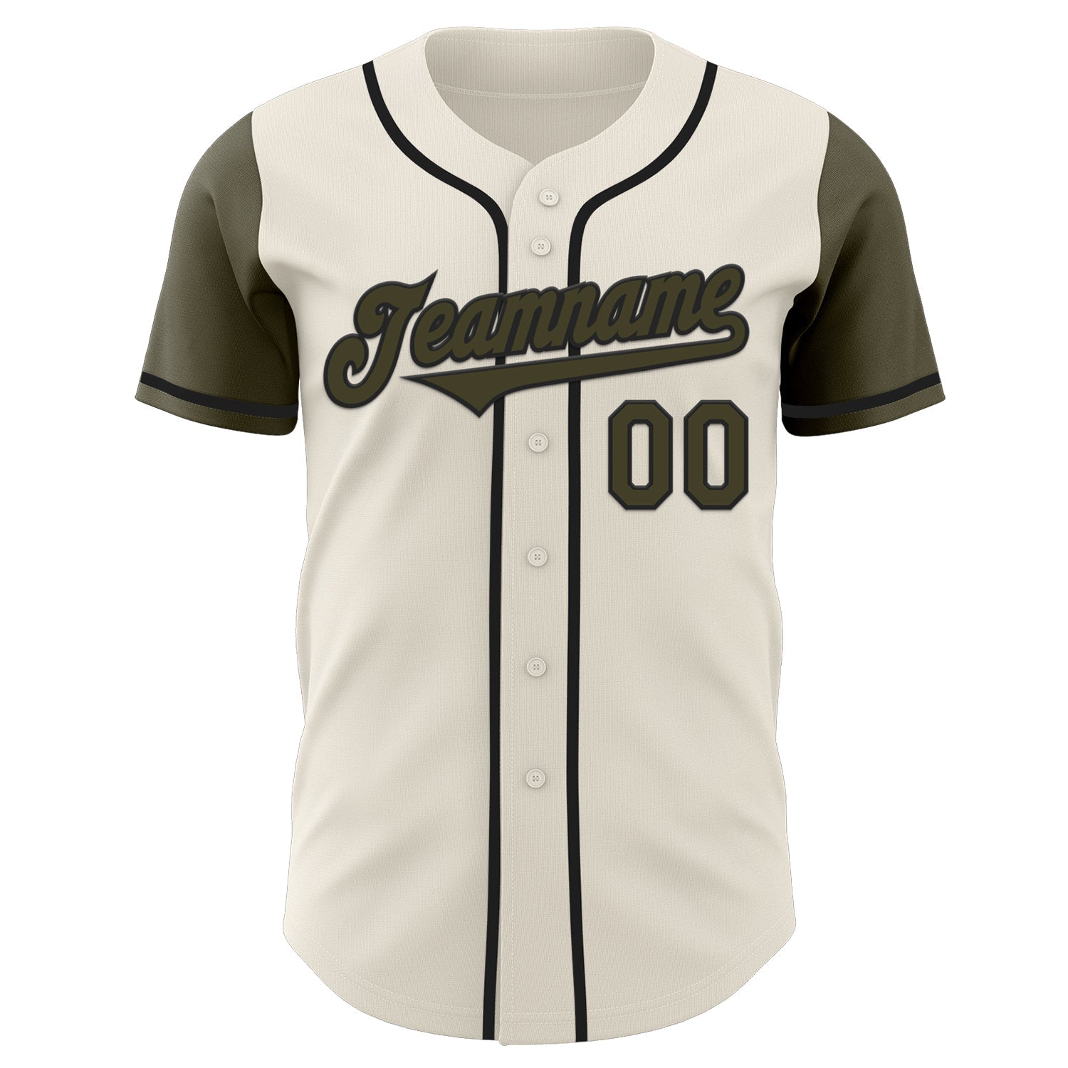 Custom Cream Olive-Black Authentic Two Tone Baseball Jersey view 2