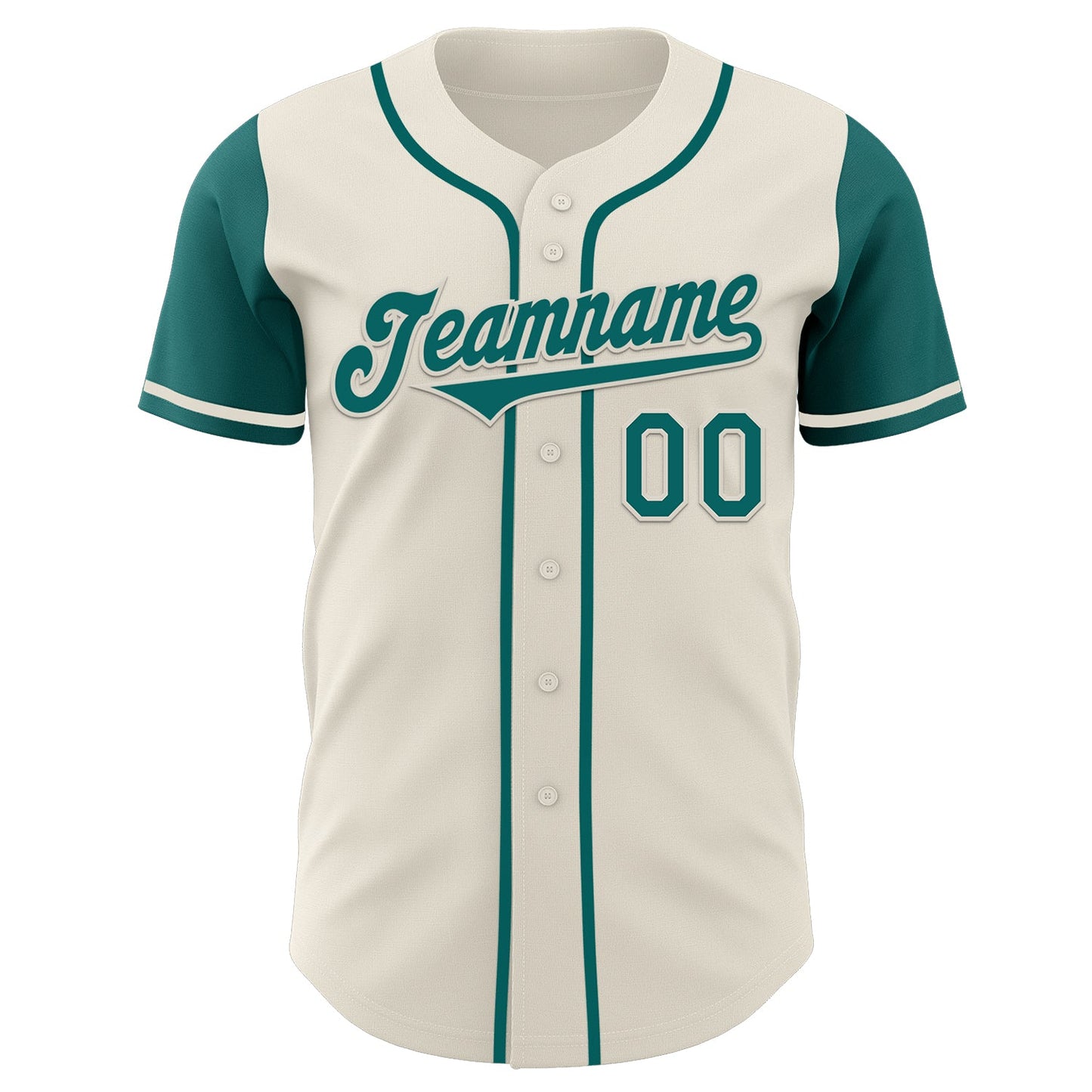 Custom Cream Teal Authentic Two Tone Baseball Jersey view 2