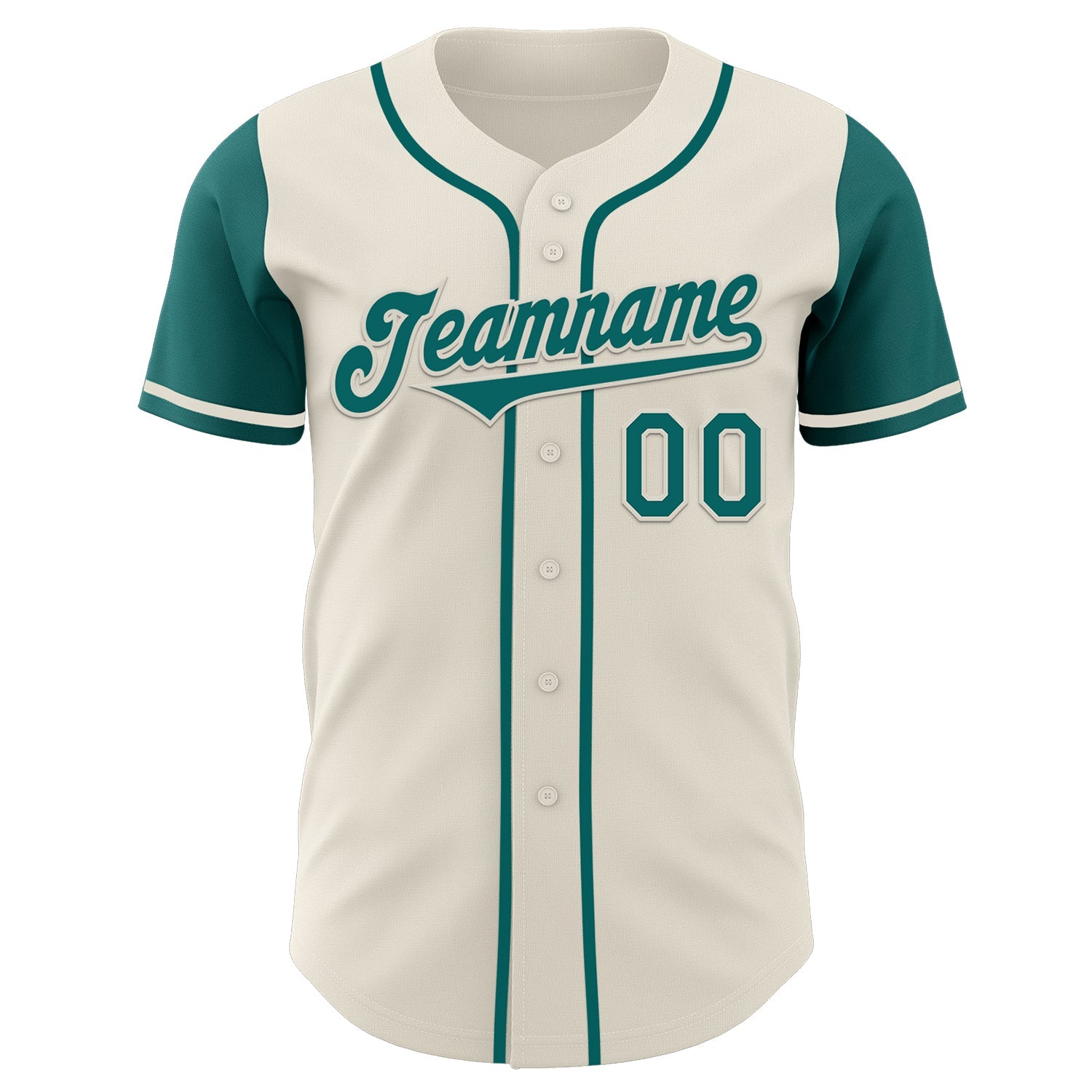 Custom Cream Teal Authentic Two Tone Baseball Jersey view 2