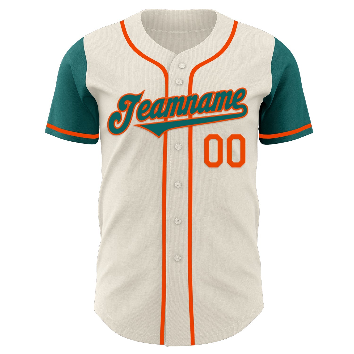 Custom Cream Teal-Orange Authentic Two Tone Baseball Jersey view 2