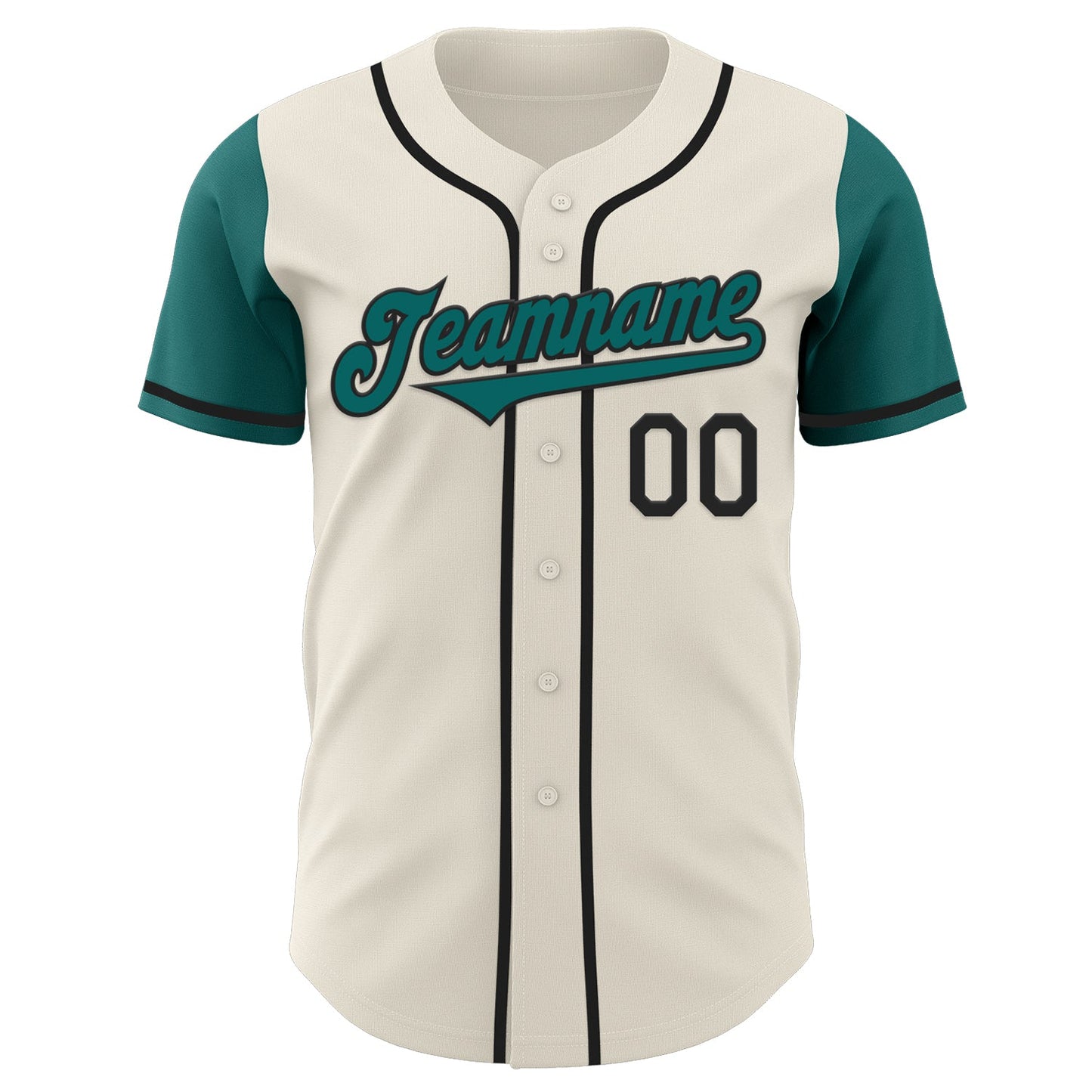 Custom Cream Teal-Black Authentic Two Tone Baseball Jersey view 2