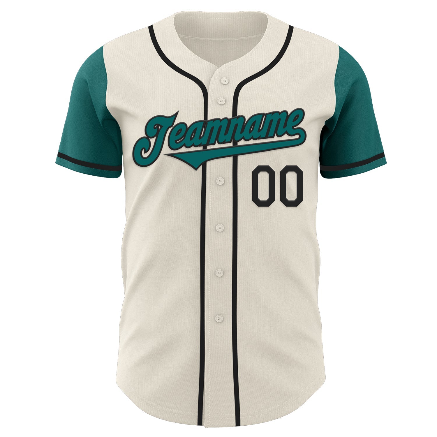 Custom Cream Teal-Black Authentic Two Tone Baseball Jersey view 2