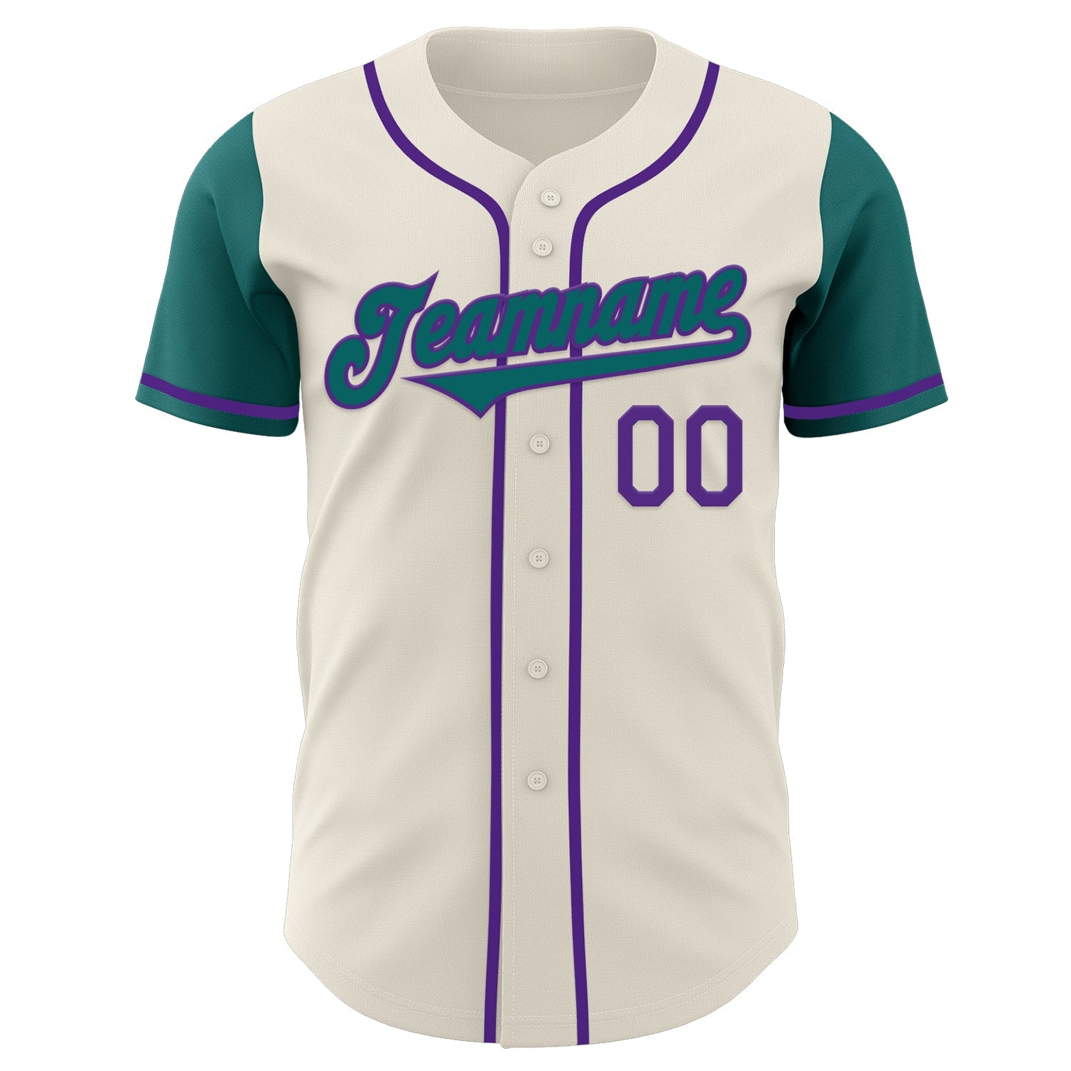 Custom Cream Teal-Purple Authentic Two Tone Baseball Jersey view 2