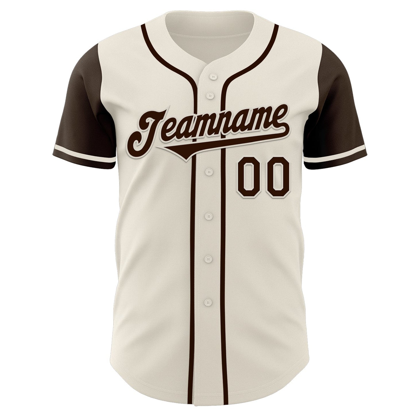 Custom Cream Brown Authentic Two Tone Baseball Jersey view 2