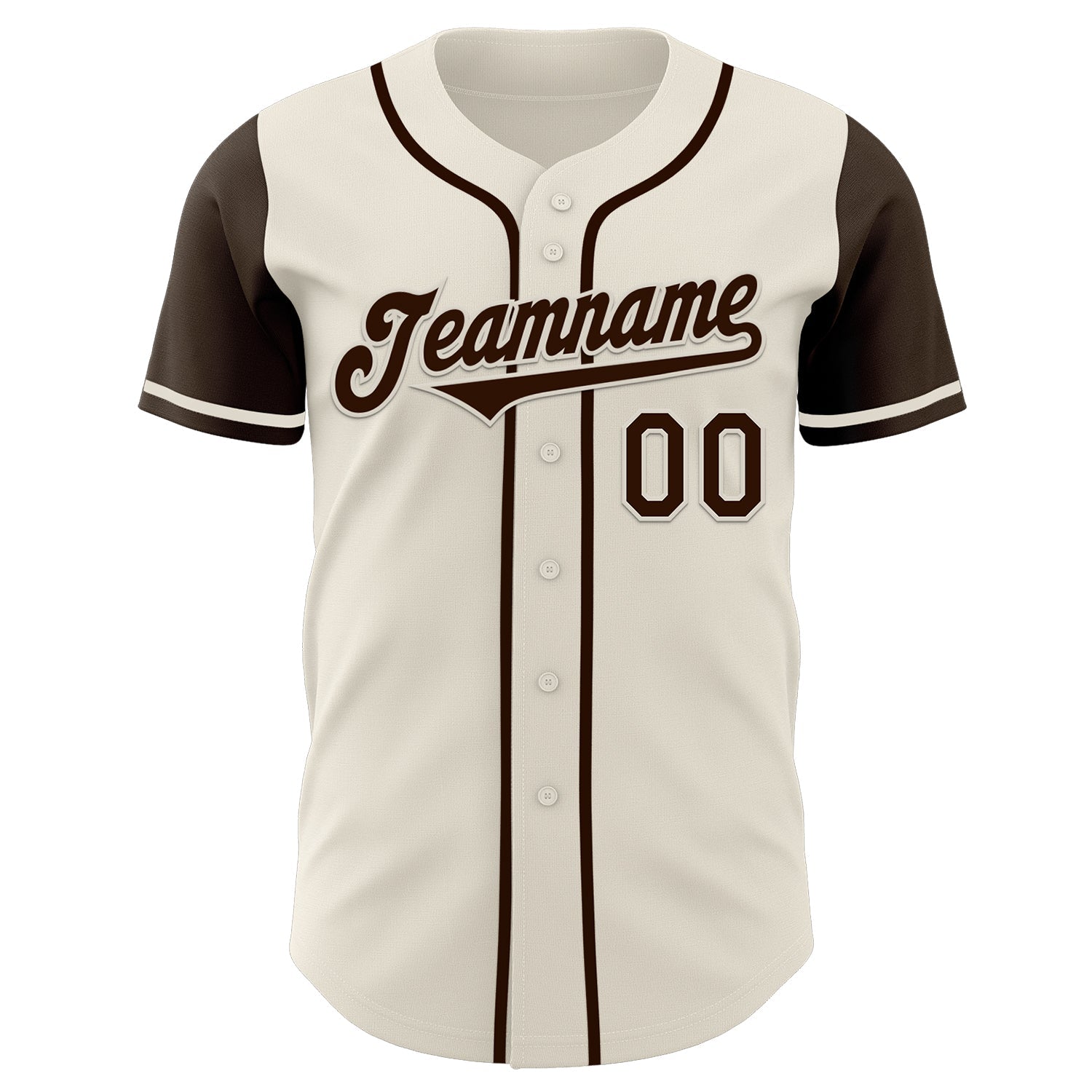 Custom Cream Brown Authentic Two Tone Baseball Jersey view 2