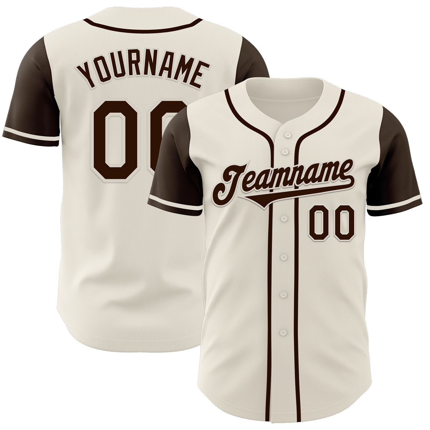 Custom Cream Brown Authentic Two Tone Baseball Jersey - Main View