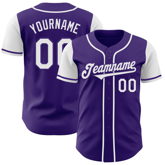 Custom Purple White Authentic Two Tone Baseball Jersey - Main View