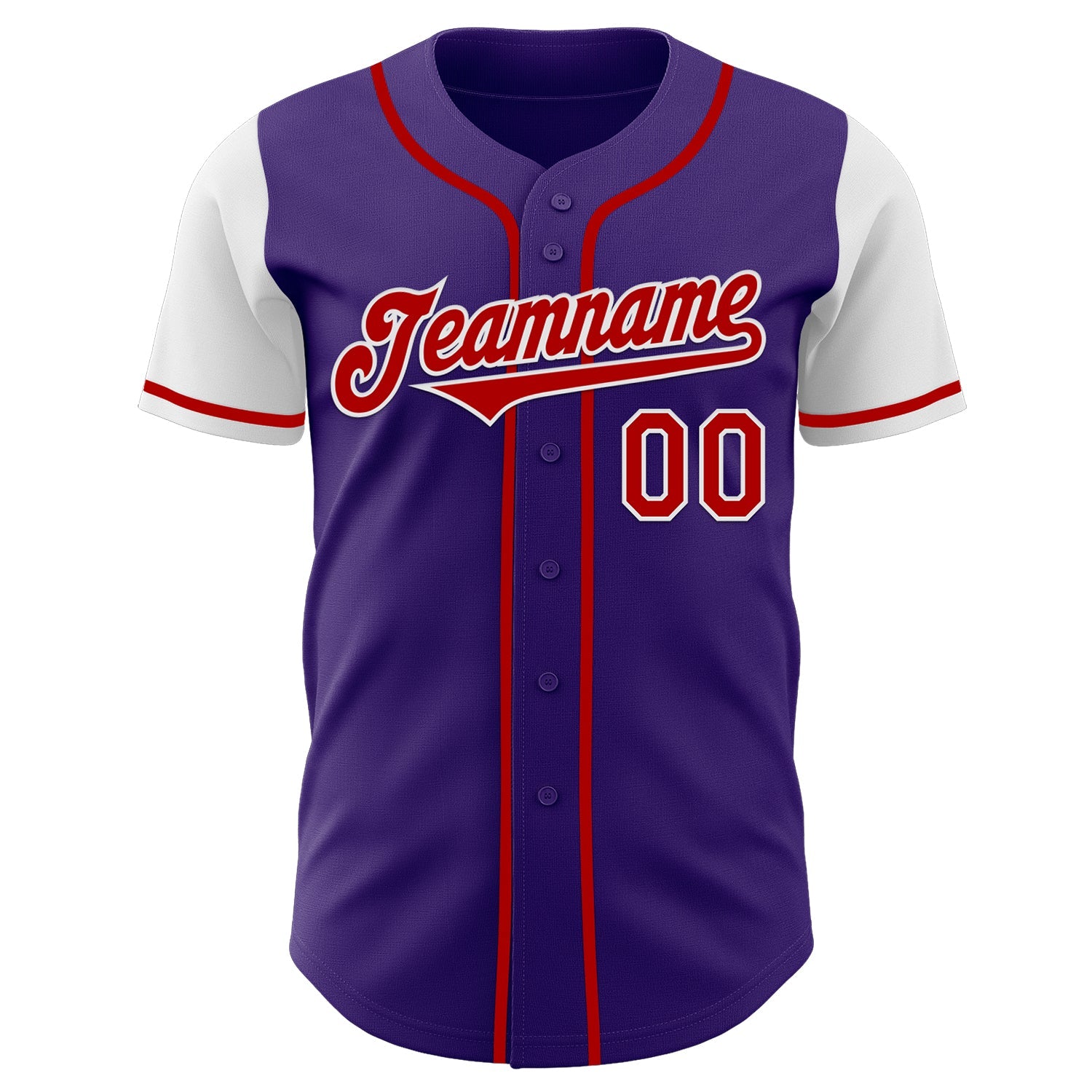 Custom Purple Red-White Authentic Two Tone Baseball Jersey view 2