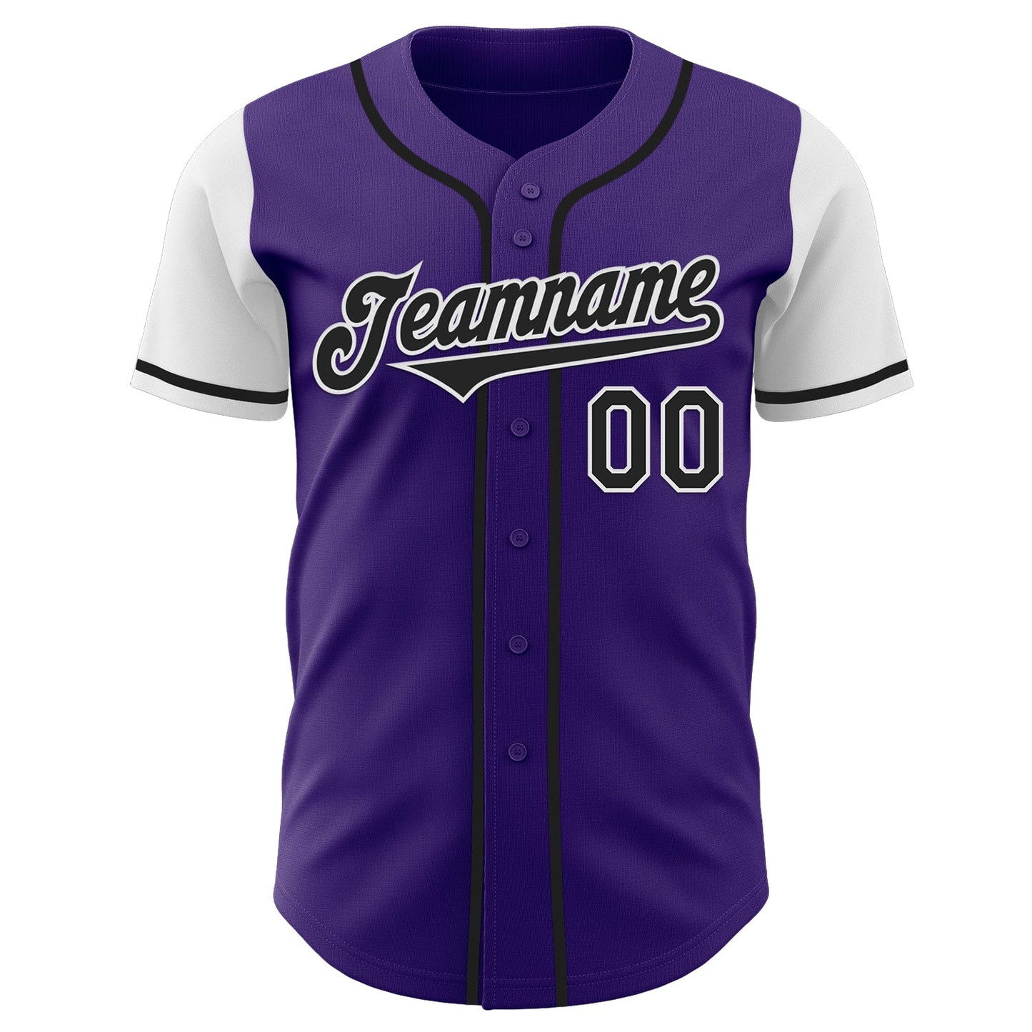 Custom Purple Black-White Authentic Two Tone Baseball Jersey view 2