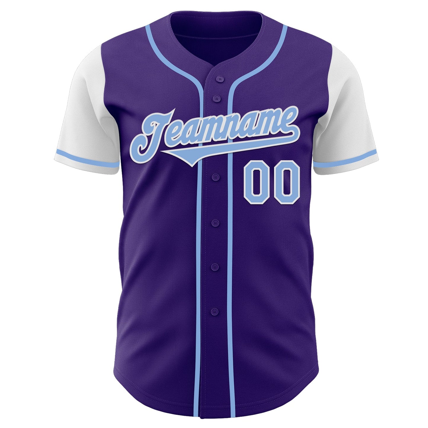 Custom Purple Light Blue-White Authentic Two Tone Baseball Jersey view 2