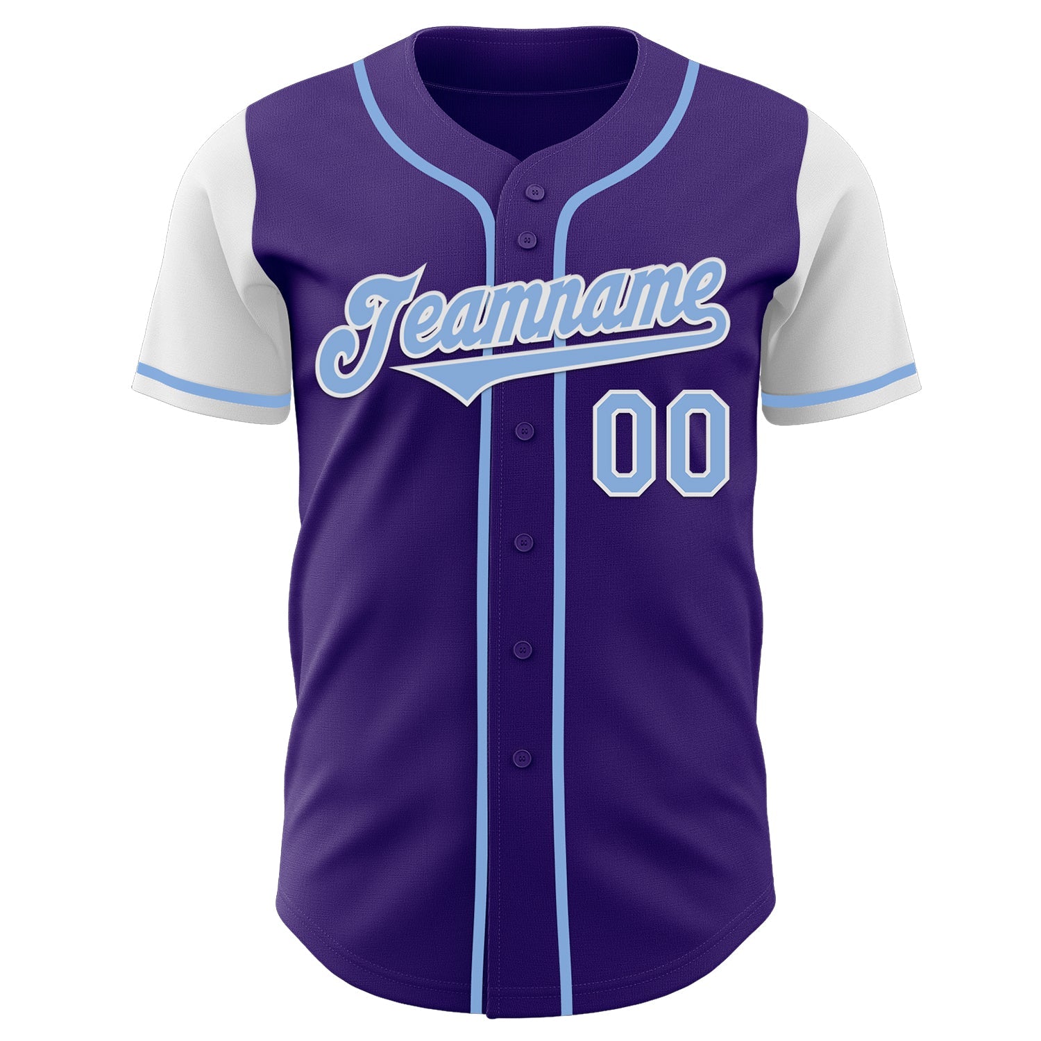 Custom Purple Light Blue-White Authentic Two Tone Baseball Jersey view 2