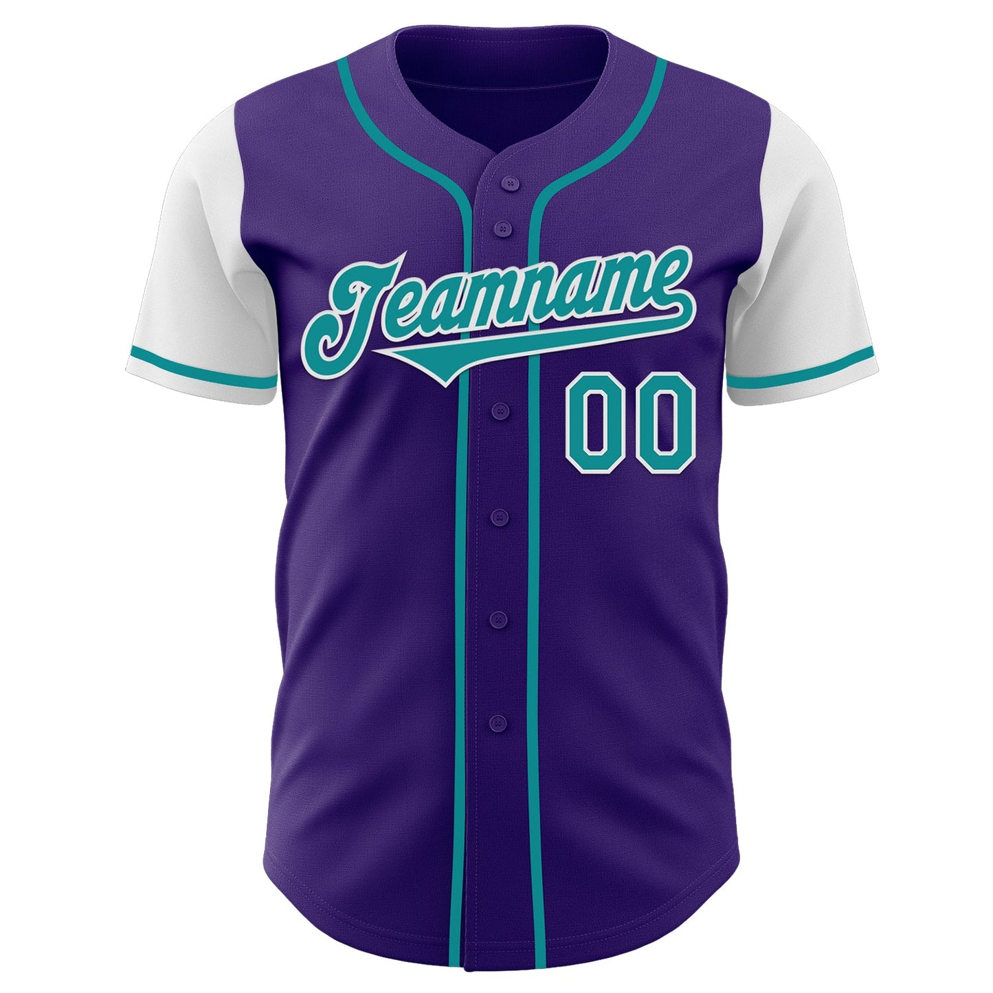 Custom Purple Teal-White Authentic Two Tone Baseball Jersey view 2