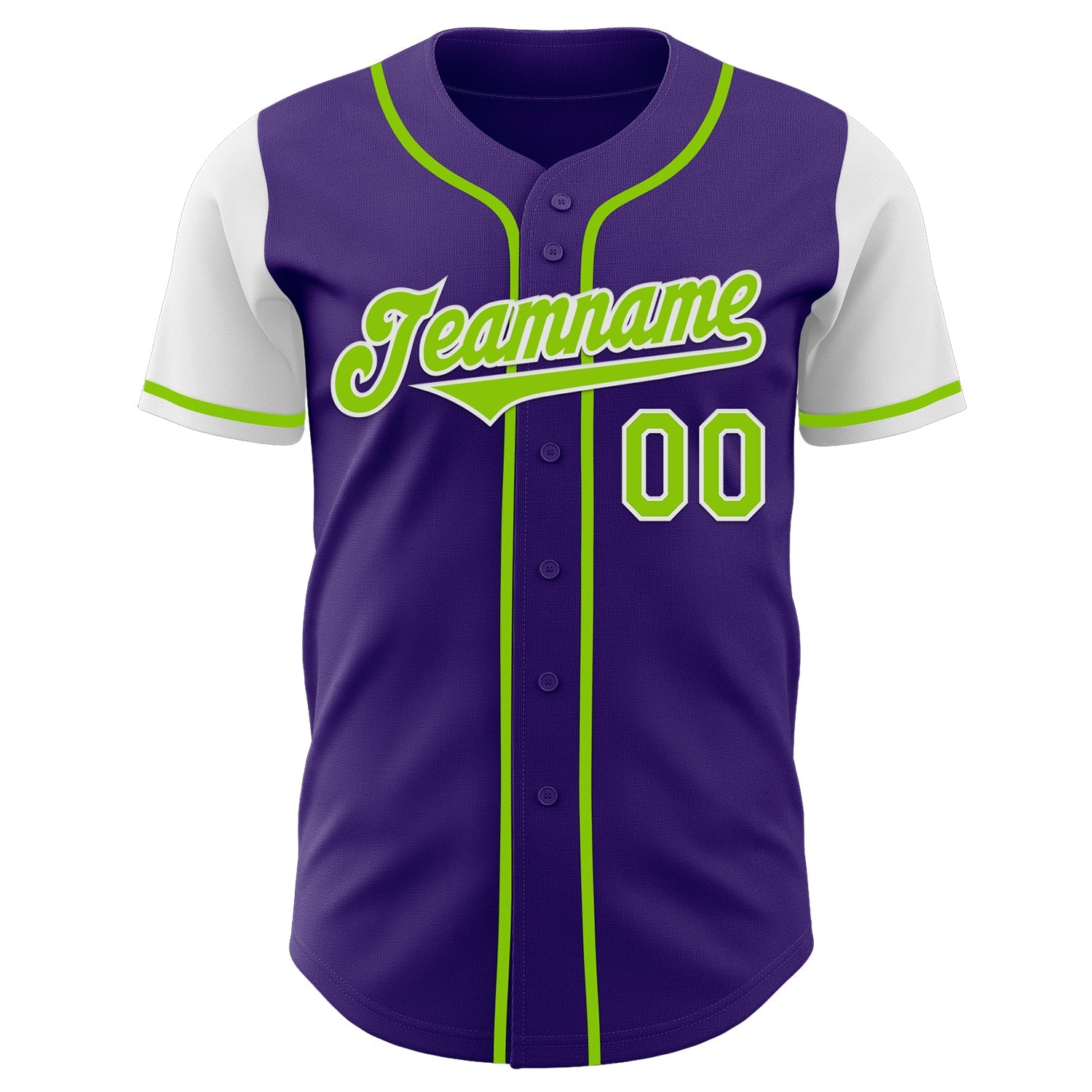 Custom Purple Neon Green-White Authentic Two Tone Baseball Jersey view 2