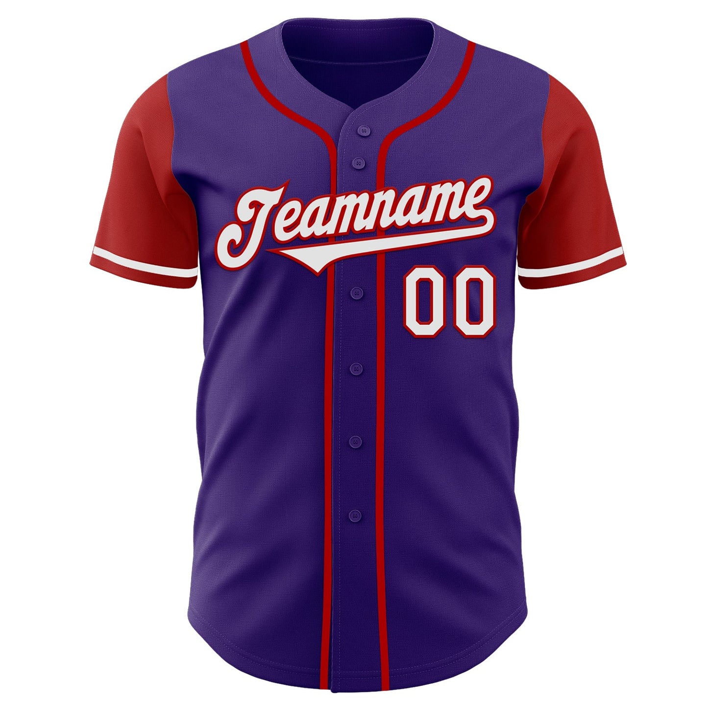 Custom Purple White-Red Authentic Two Tone Baseball Jersey view 2