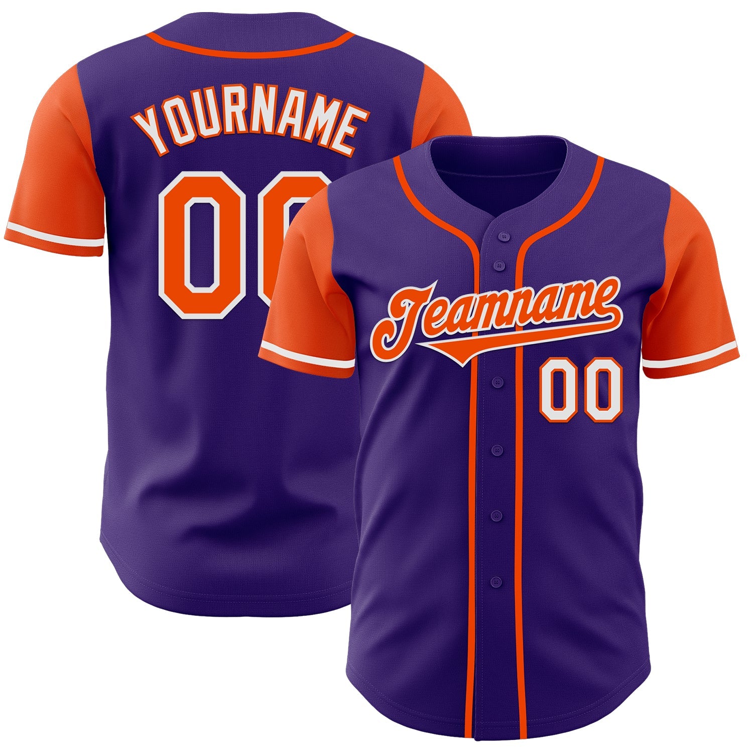 Custom Purple Orange-White Authentic Two Tone Baseball Jersey - Main View