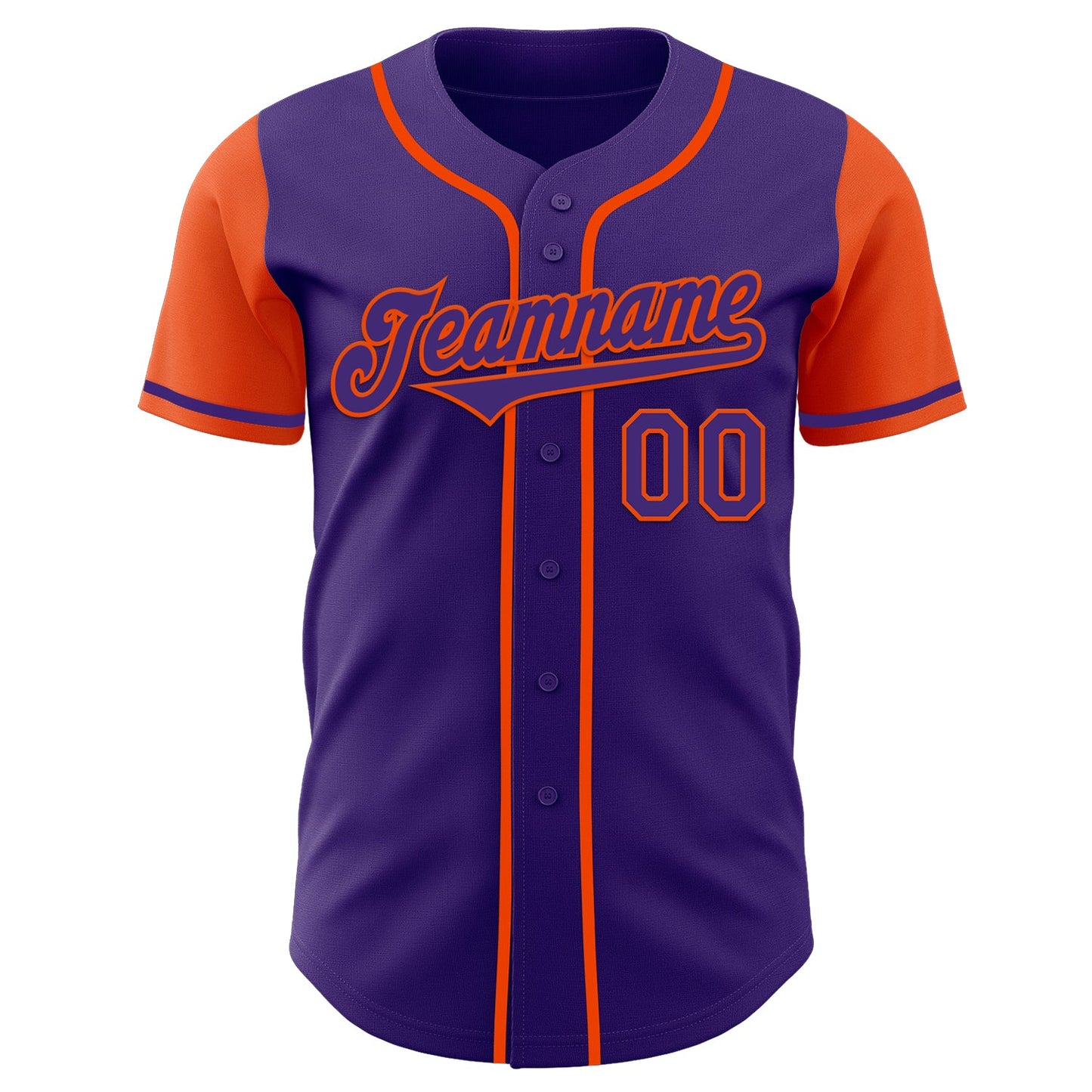 Custom Purple Orange Authentic Two Tone Baseball Jersey view 2