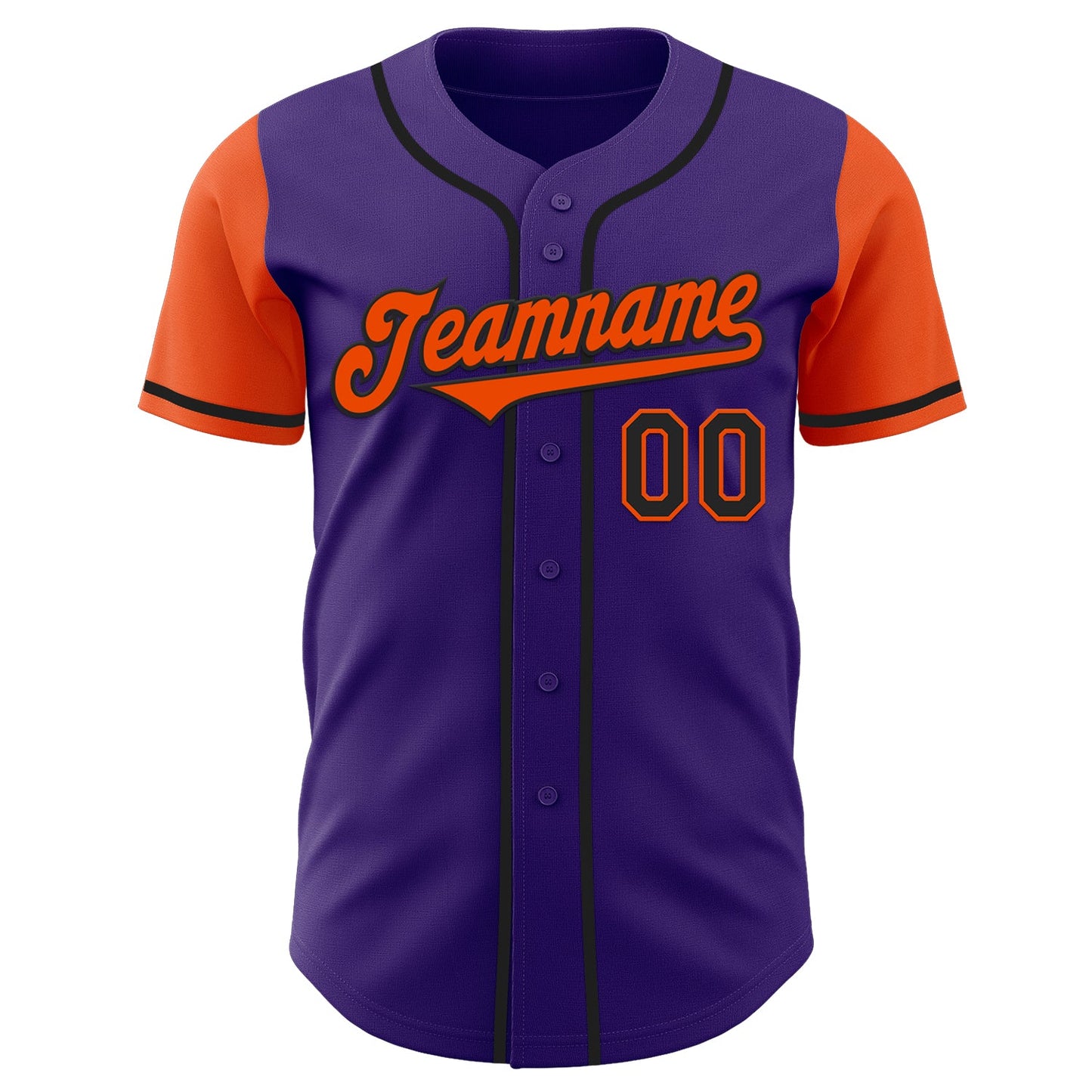 Custom Purple Orange-Black Authentic Two Tone Baseball Jersey view 2
