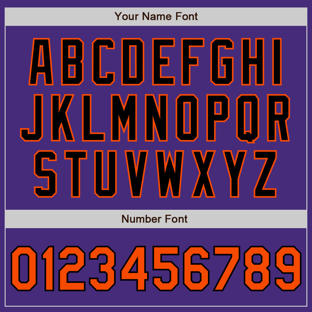 Custom Purple Orange-Black Authentic Two Tone Baseball Jersey view 5