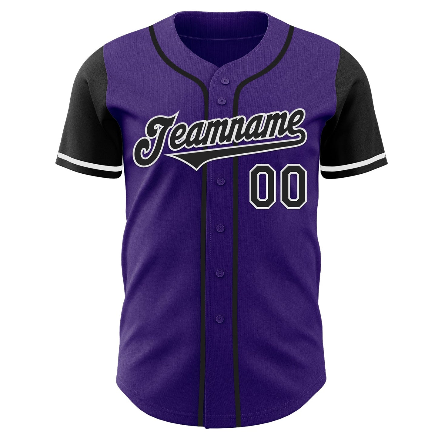 Custom Purple Black-White Authentic Two Tone Baseball Jersey view 2