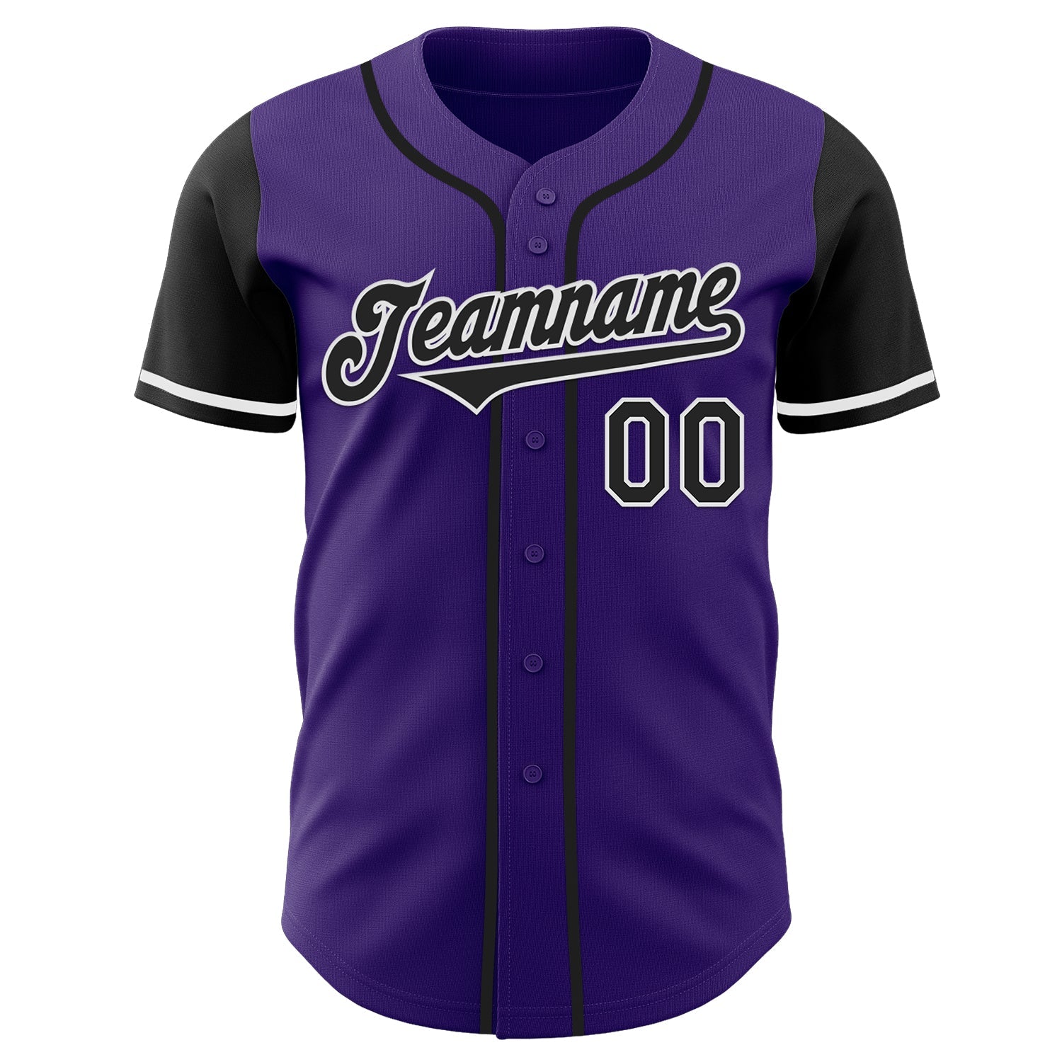 Custom Purple Black-White Authentic Two Tone Baseball Jersey view 2