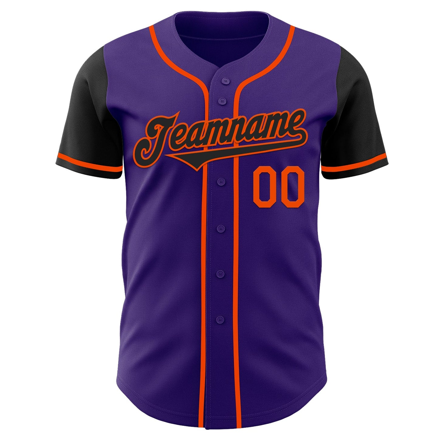 Custom Purple Black-Orange Authentic Two Tone Baseball Jersey view 2