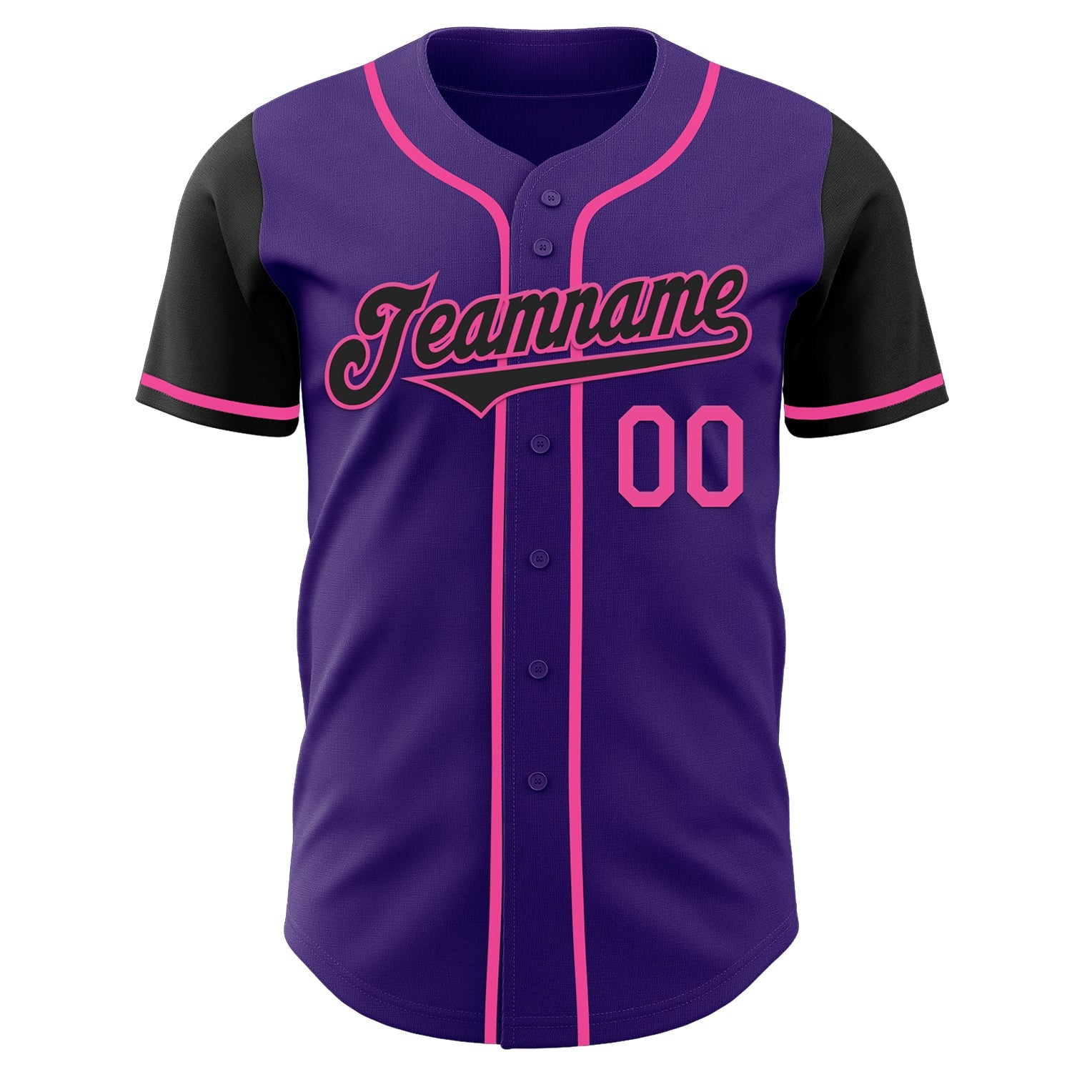 Custom Purple Black-Pink Authentic Two Tone Baseball Jersey view 2