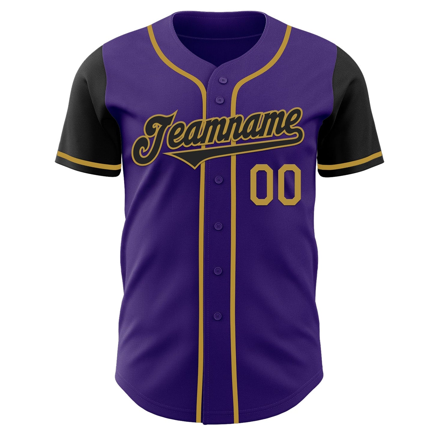 Custom Purple Black-Old Gold Authentic Two Tone Baseball Jersey view 2