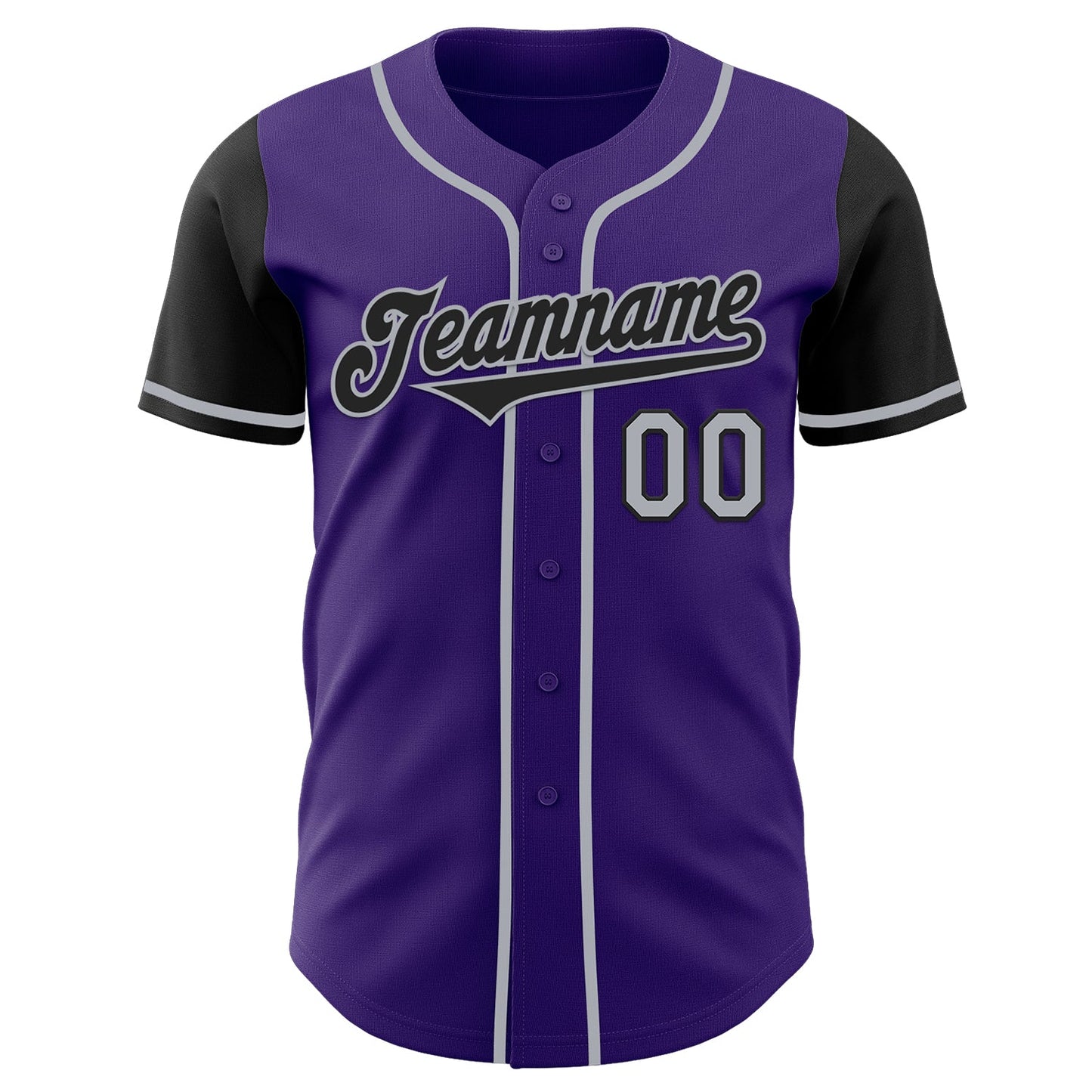 Custom Purple Black-Gray Authentic Two Tone Baseball Jersey view 2
