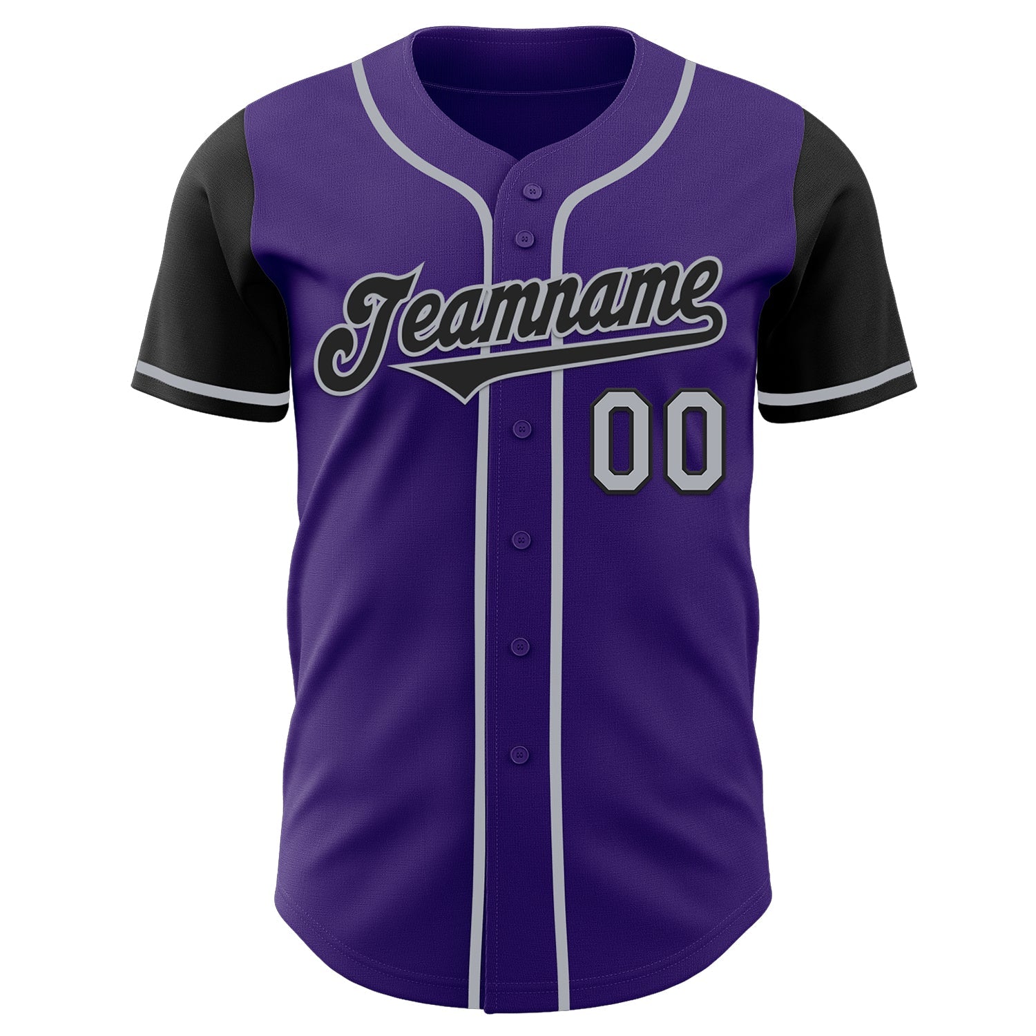 Custom Purple Black-Gray Authentic Two Tone Baseball Jersey view 2