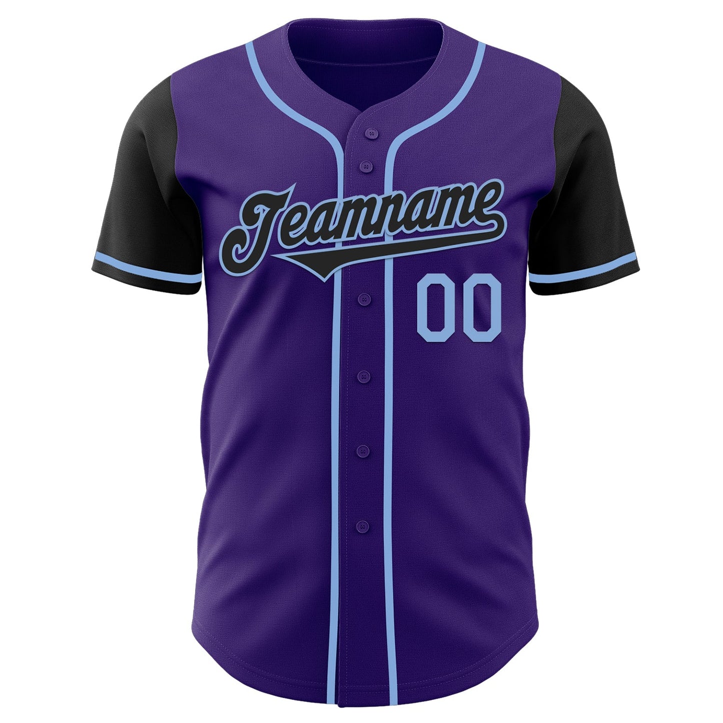 Custom Purple Black-Light Blue Authentic Two Tone Baseball Jersey view 2