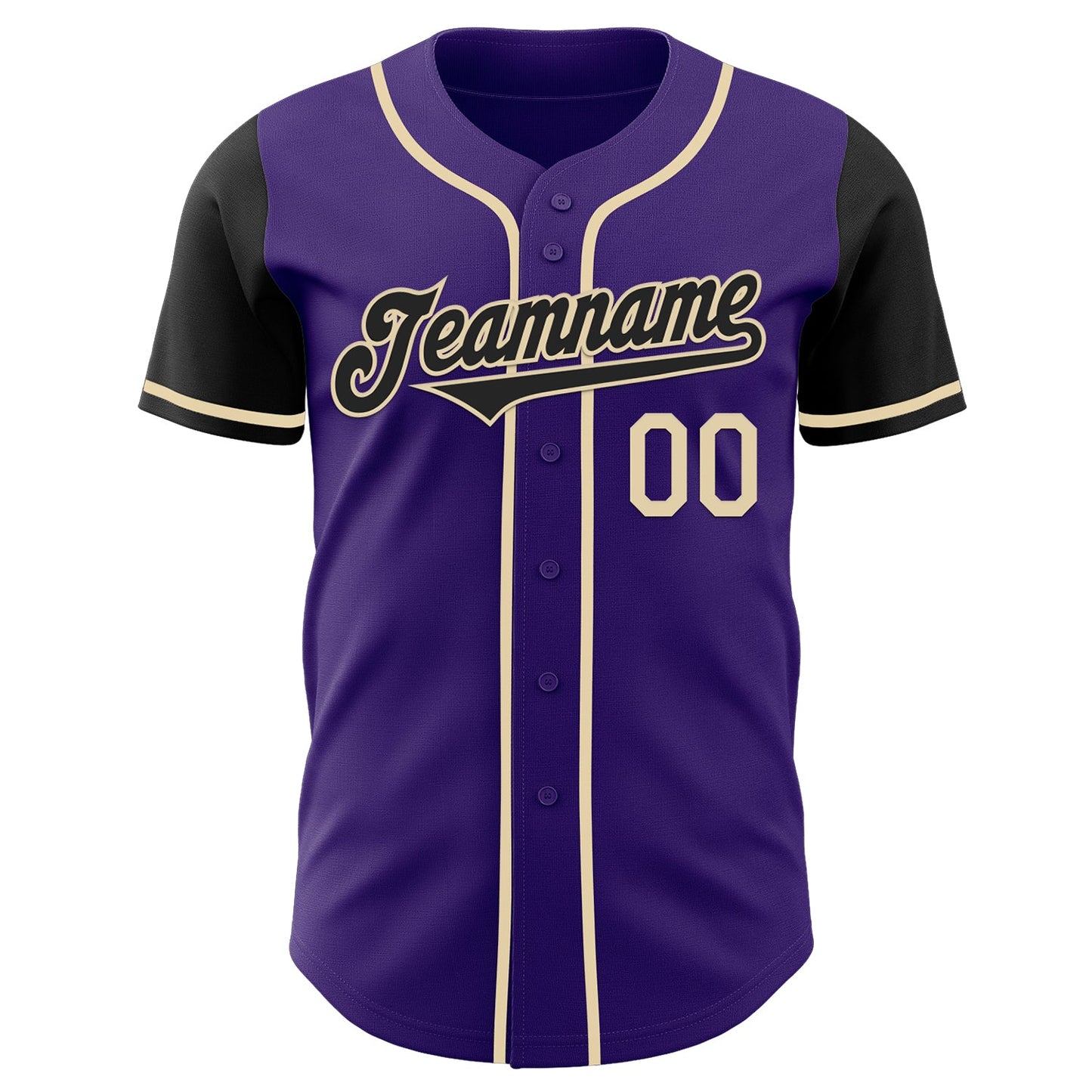 Custom Purple Black-Cream Authentic Two Tone Baseball Jersey view 2