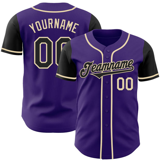 Custom Purple Black-Cream Authentic Two Tone Baseball Jersey - Main View