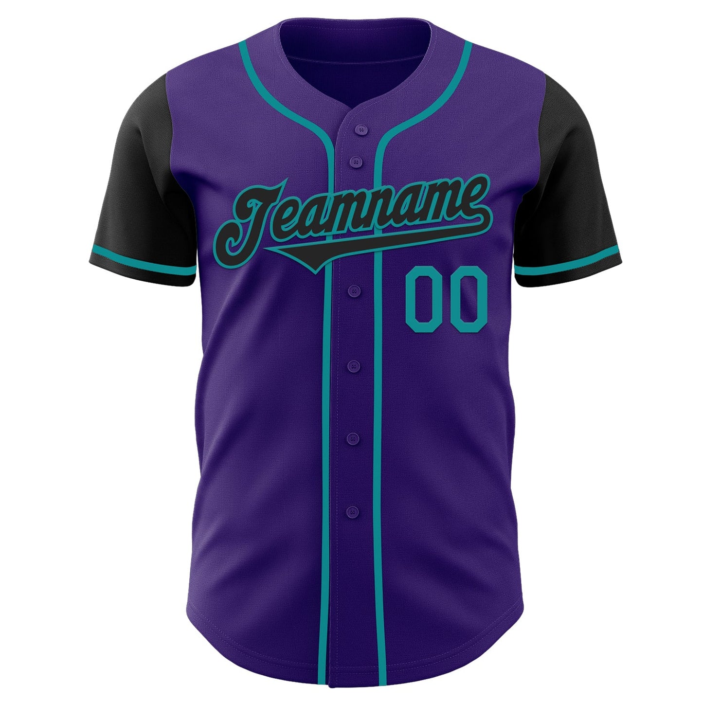 Custom Purple Black-Teal Authentic Two Tone Baseball Jersey view 2