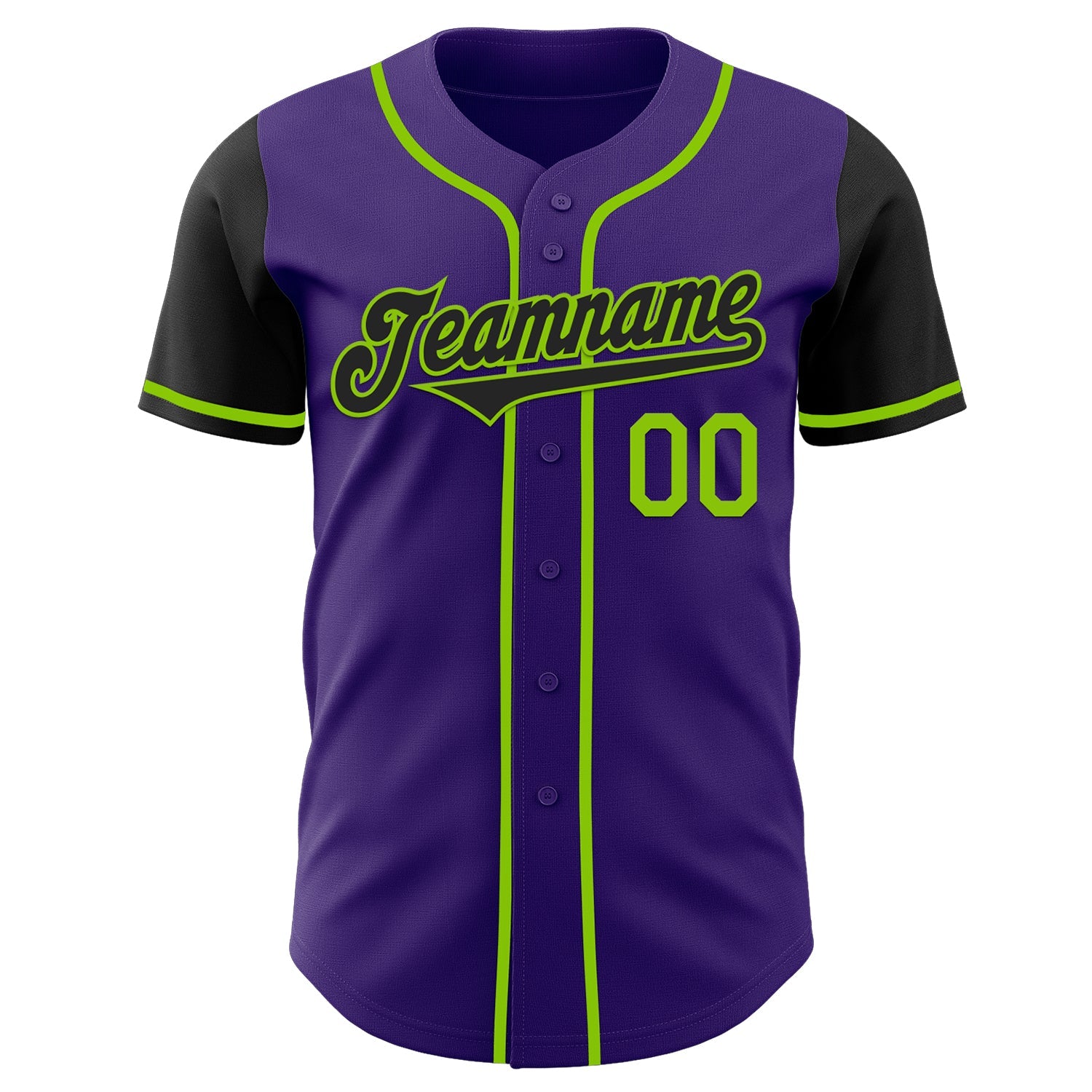 Custom Purple Black-Neon Green Authentic Two Tone Baseball Jersey view 2