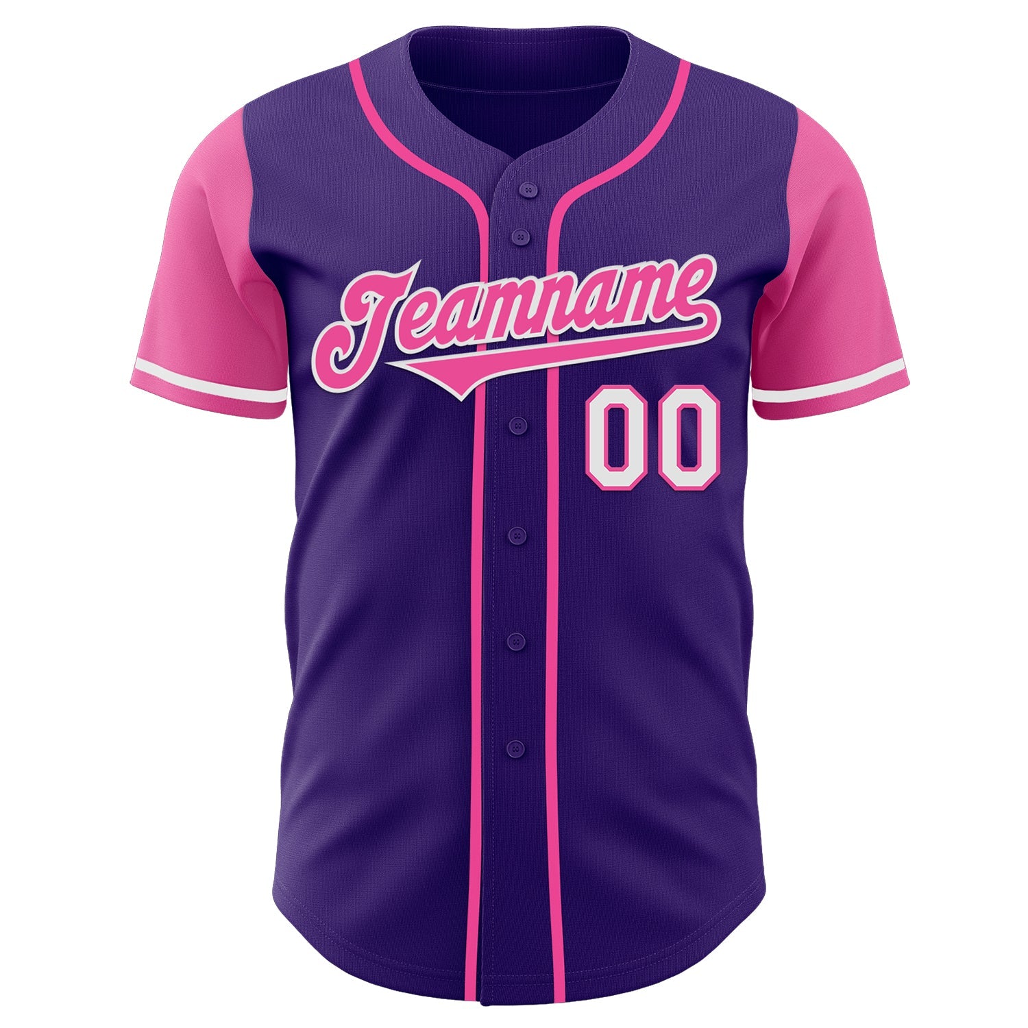Custom Purple Pink-White Authentic Two Tone Baseball Jersey view 2