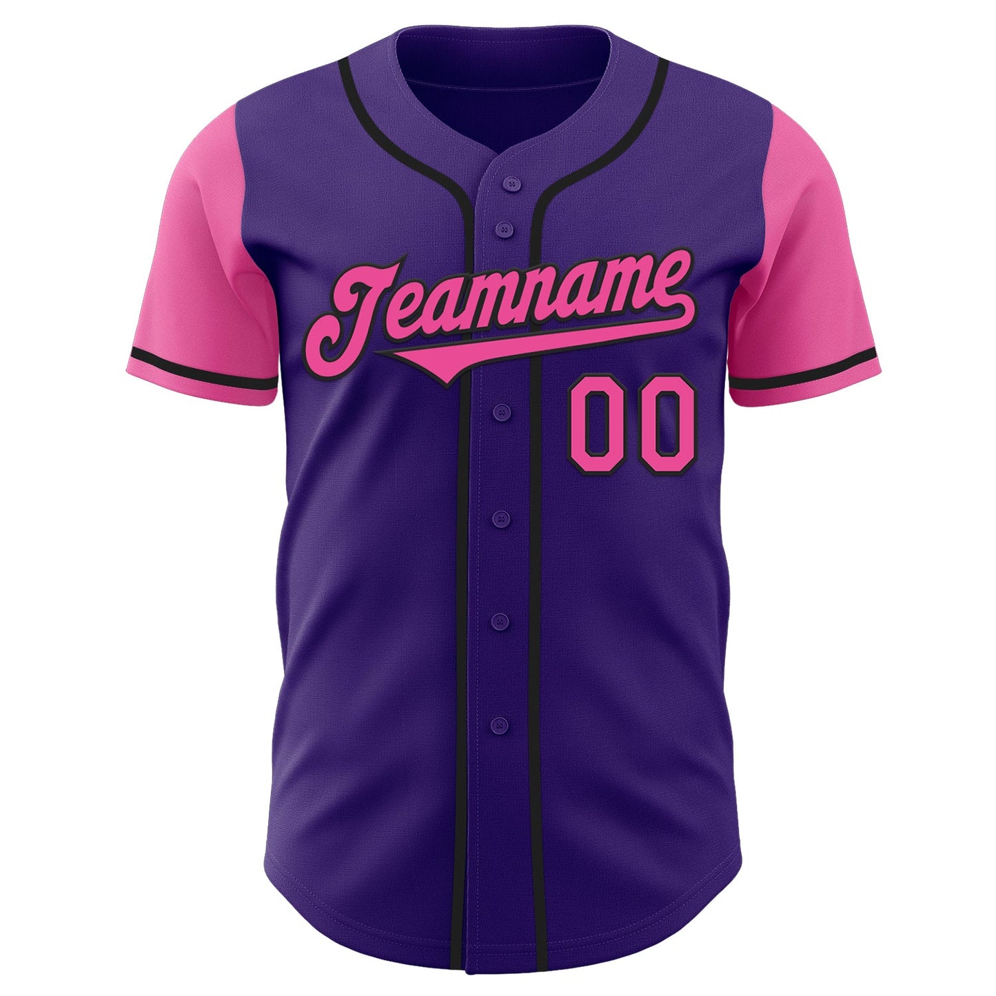 Custom Purple Pink-Black Authentic Two Tone Baseball Jersey view 2