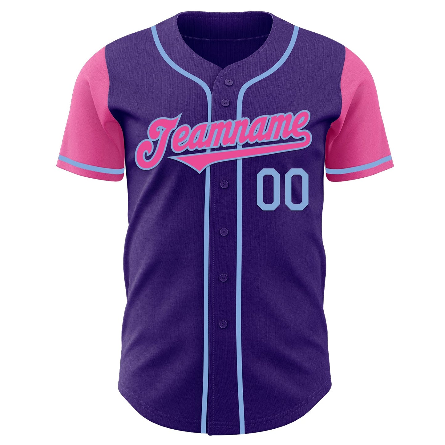 Custom Purple Pink-Light Blue Authentic Two Tone Baseball Jersey view 2