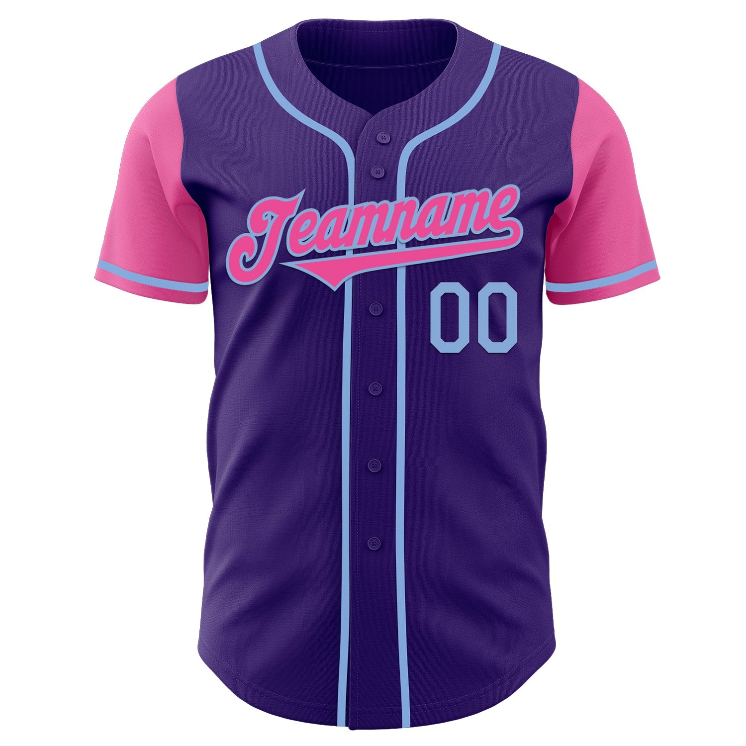 Custom Purple Pink-Light Blue Authentic Two Tone Baseball Jersey view 2