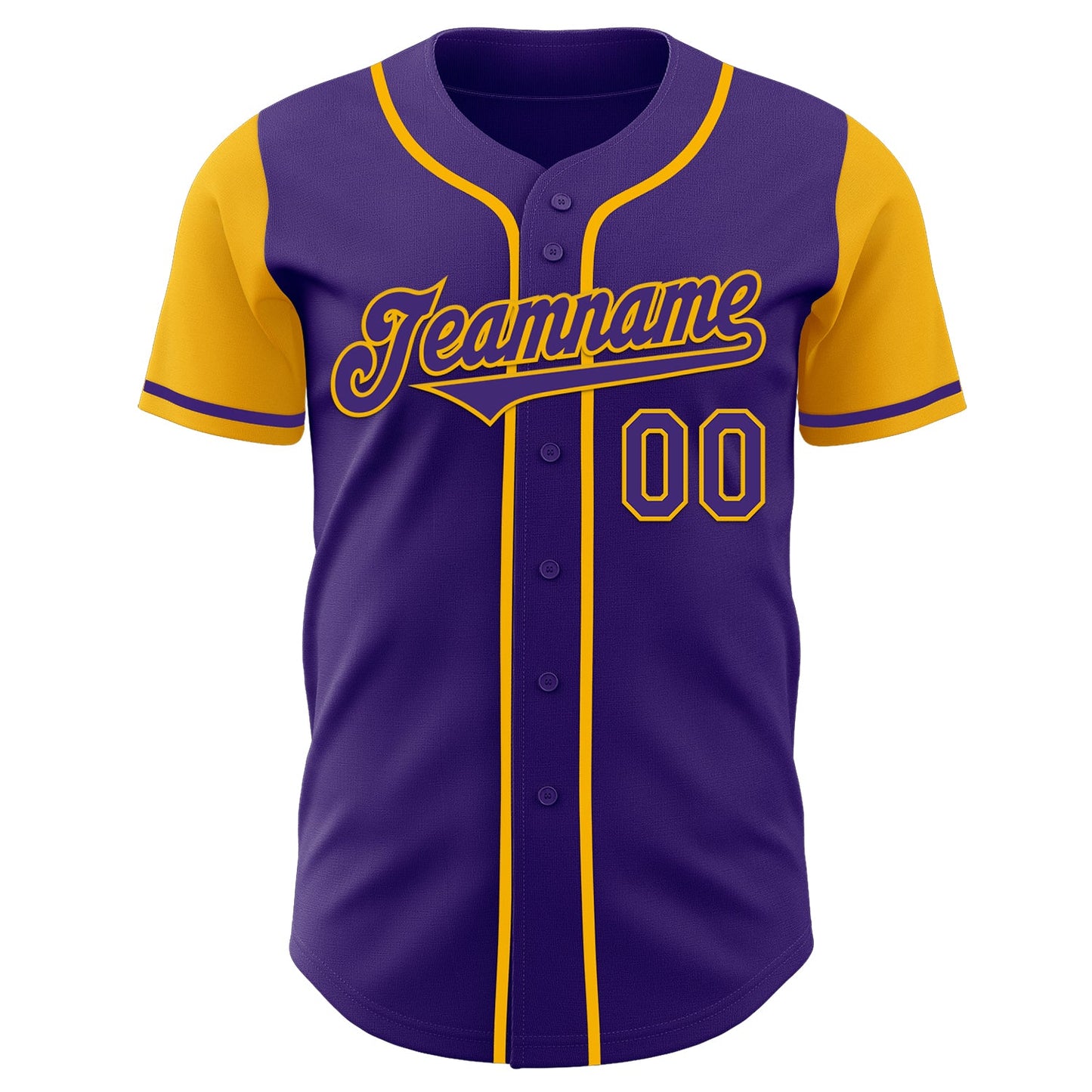 Custom Purple Gold Authentic Two Tone Baseball Jersey view 2