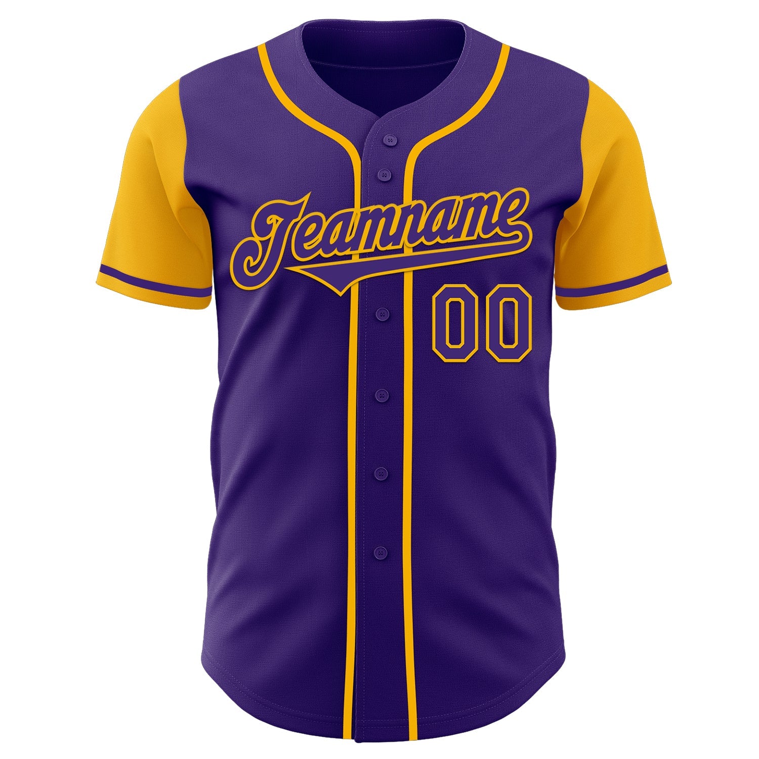 Custom Purple Gold Authentic Two Tone Baseball Jersey view 2