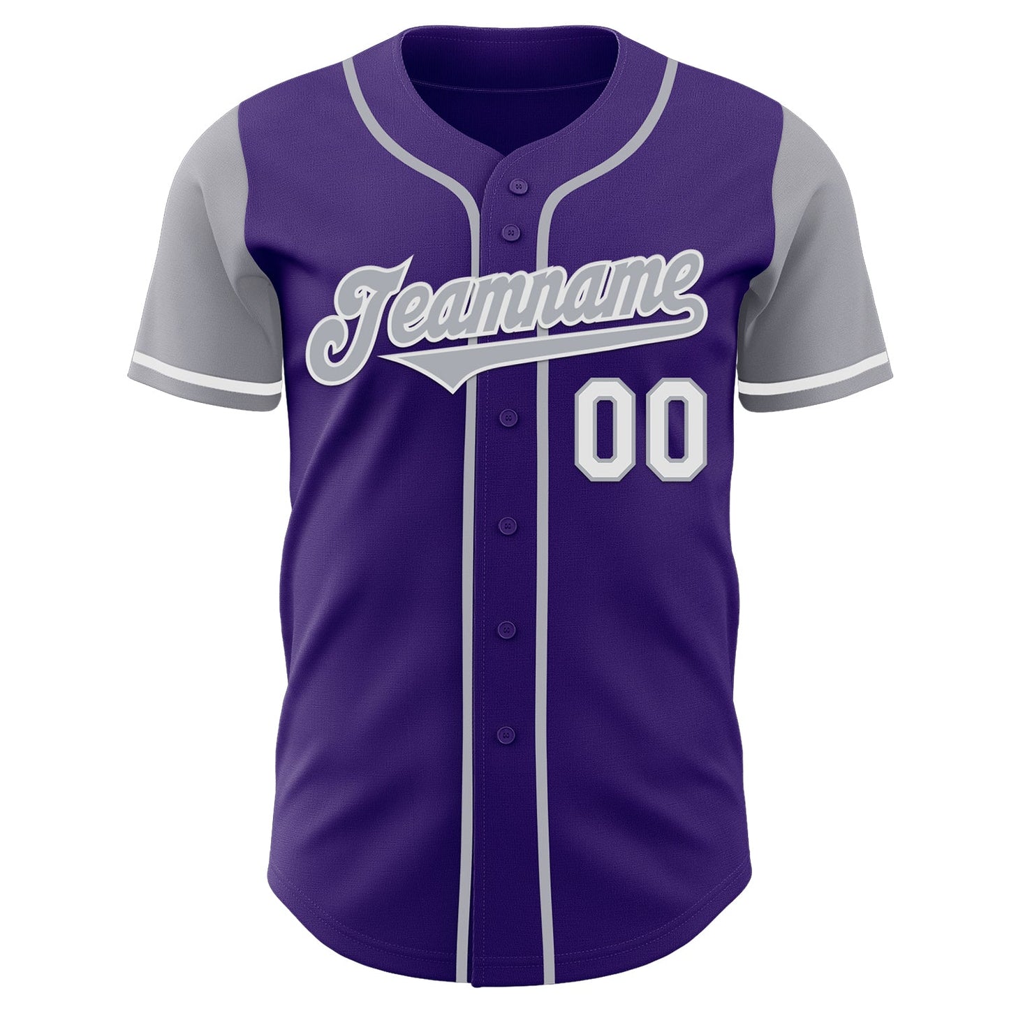 Custom Purple Gray-White Authentic Two Tone Baseball Jersey view 2
